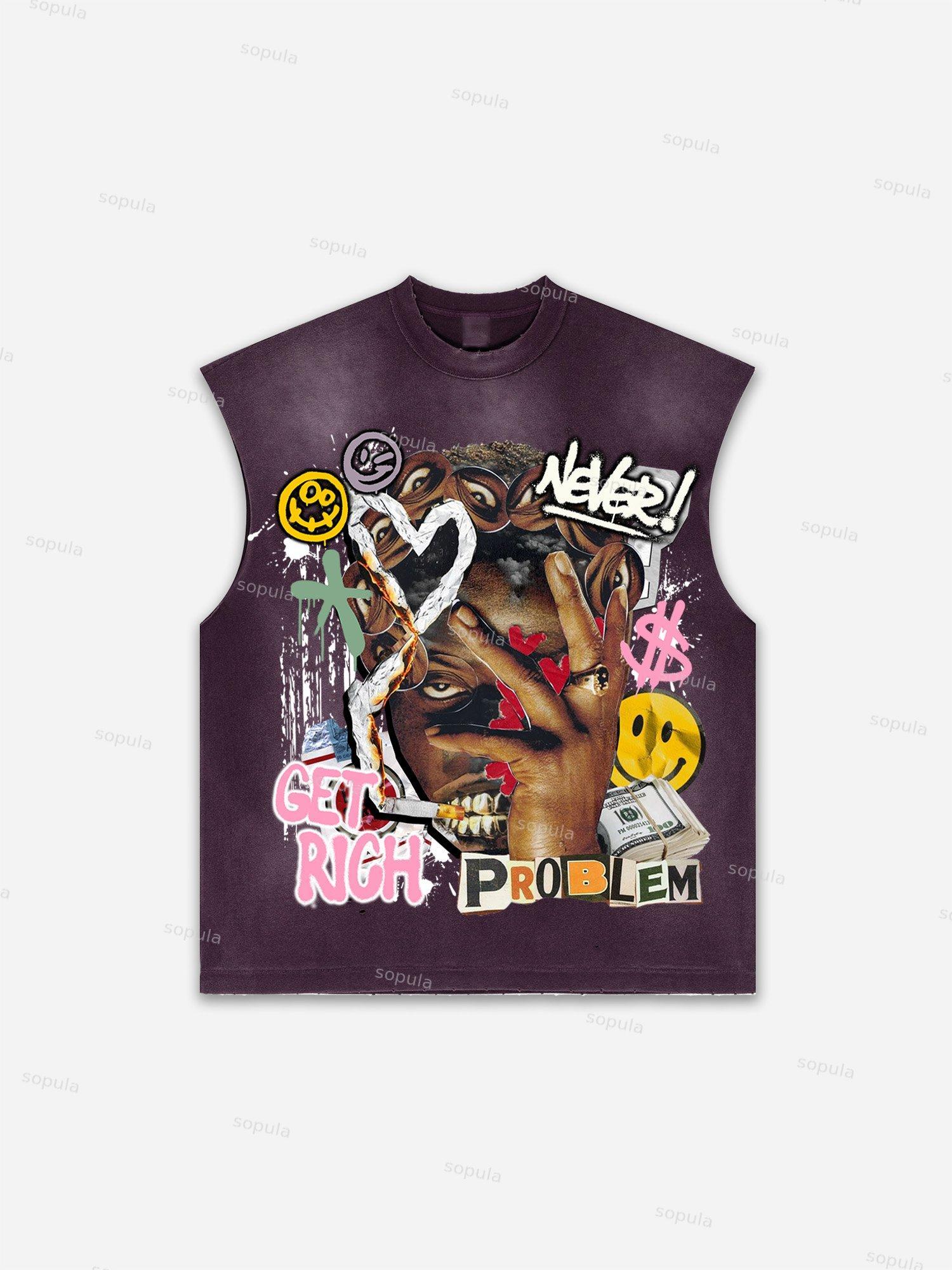 Men's Washed Richer Than My Opps Vintage Abstract Man Graphic Tank Top Product Image