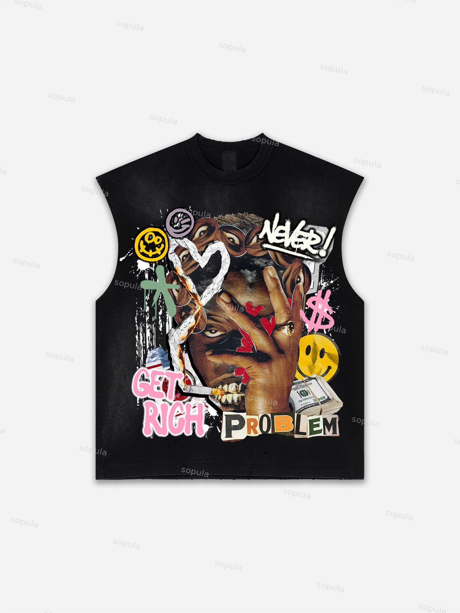 Men's Washed Richer Than My Opps Vintage Abstract Man Graphic Tank Top Product Image