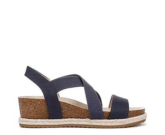 LifeStride Breeze Women's Strappy Wedge Sandals, Size: 6 Wide, Blue Fabric Product Image