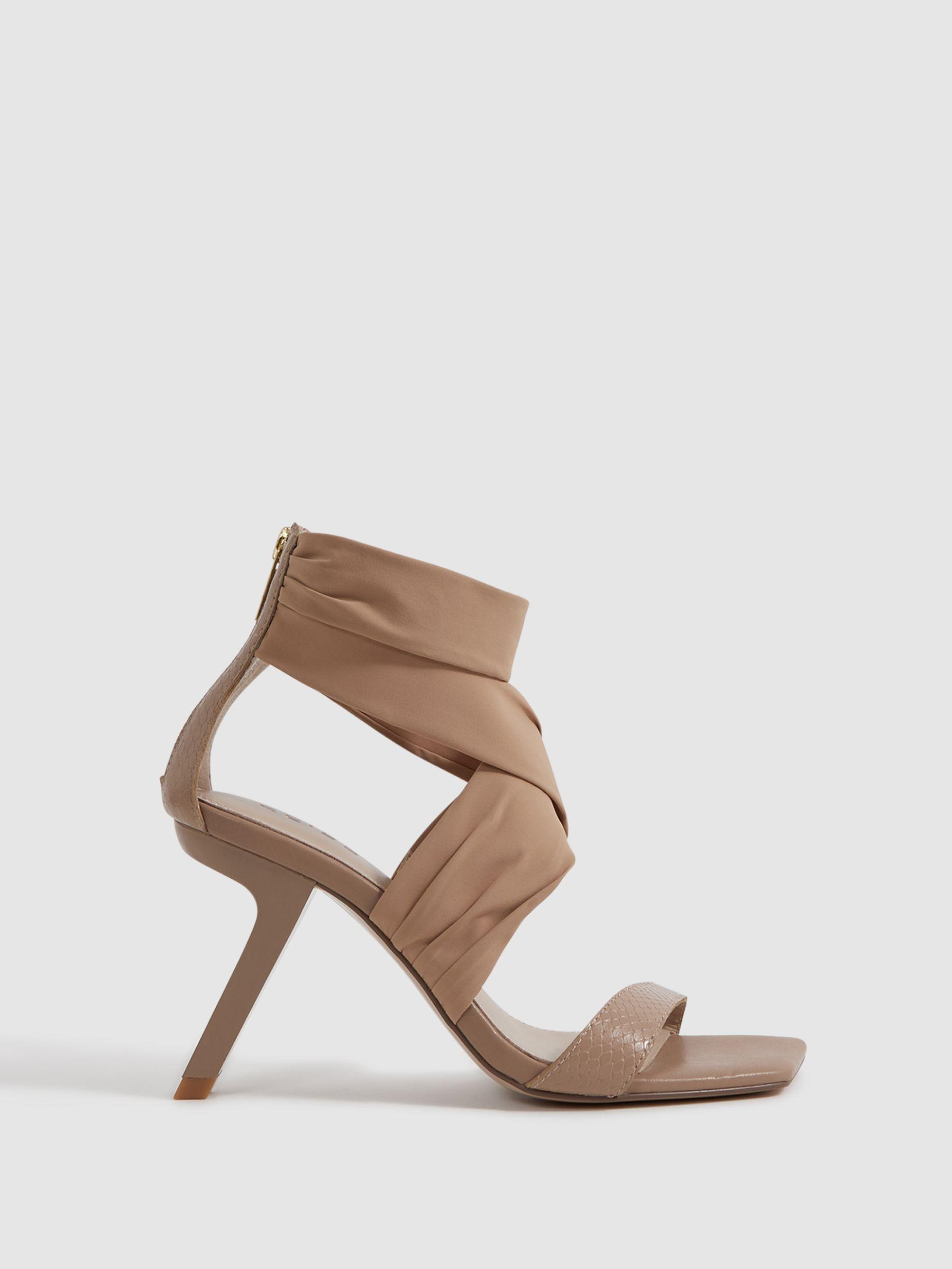 Wrap Front Angled Heels in Nude Product Image