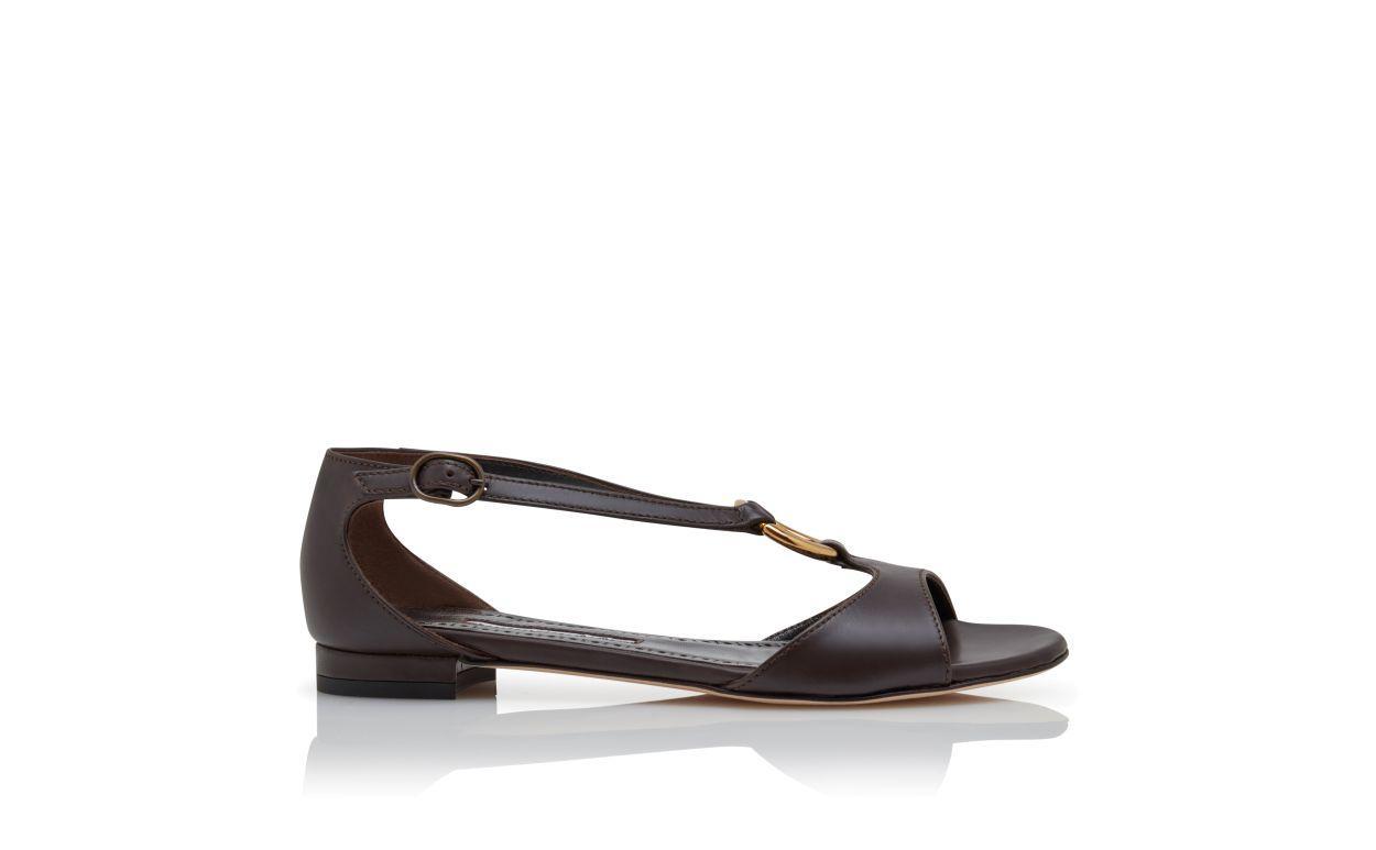 THEODO Black Calf Leather Flat Sandals Product Image
