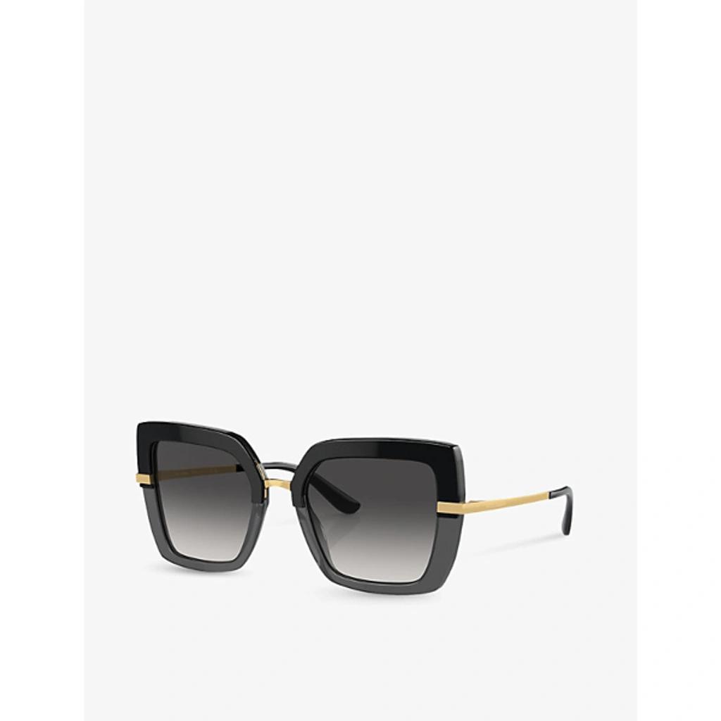 DOLCE & GABBANA Womens Black Dg4373 Square-frame Acetate Sunglasses In Light Grey Gradient Black Product Image