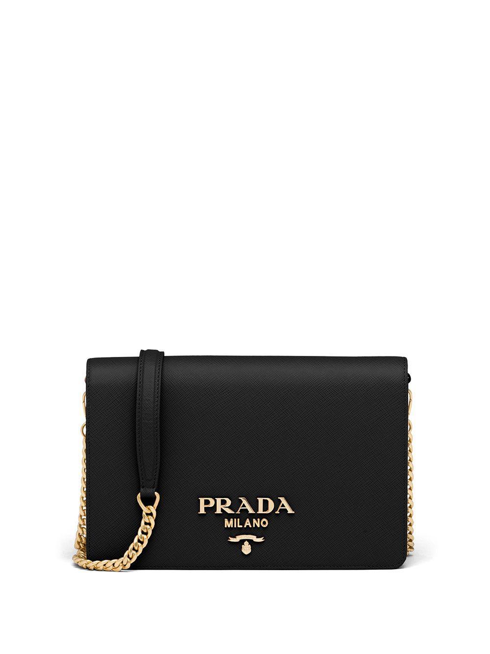 logo-lettering Saffiano leather shoulder bag Product Image