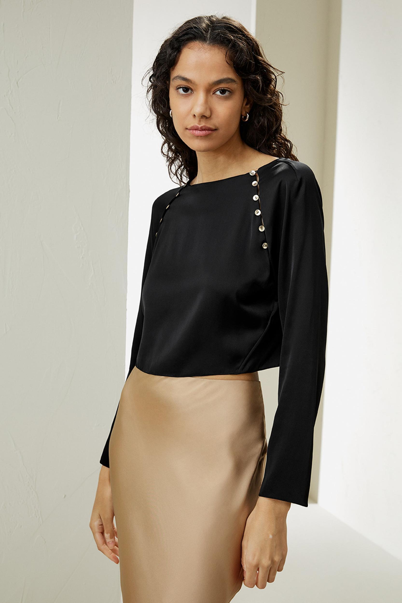 Cropped Pullover Silk Top Product Image