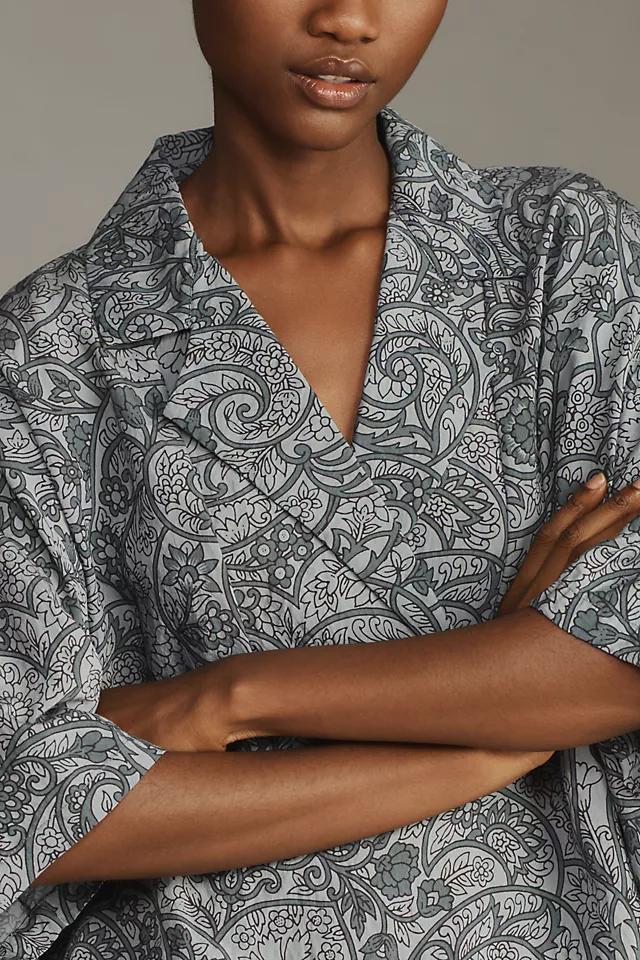 The Dylon Short-Sleeve Wide-Placket Top: Printed Edition Product Image