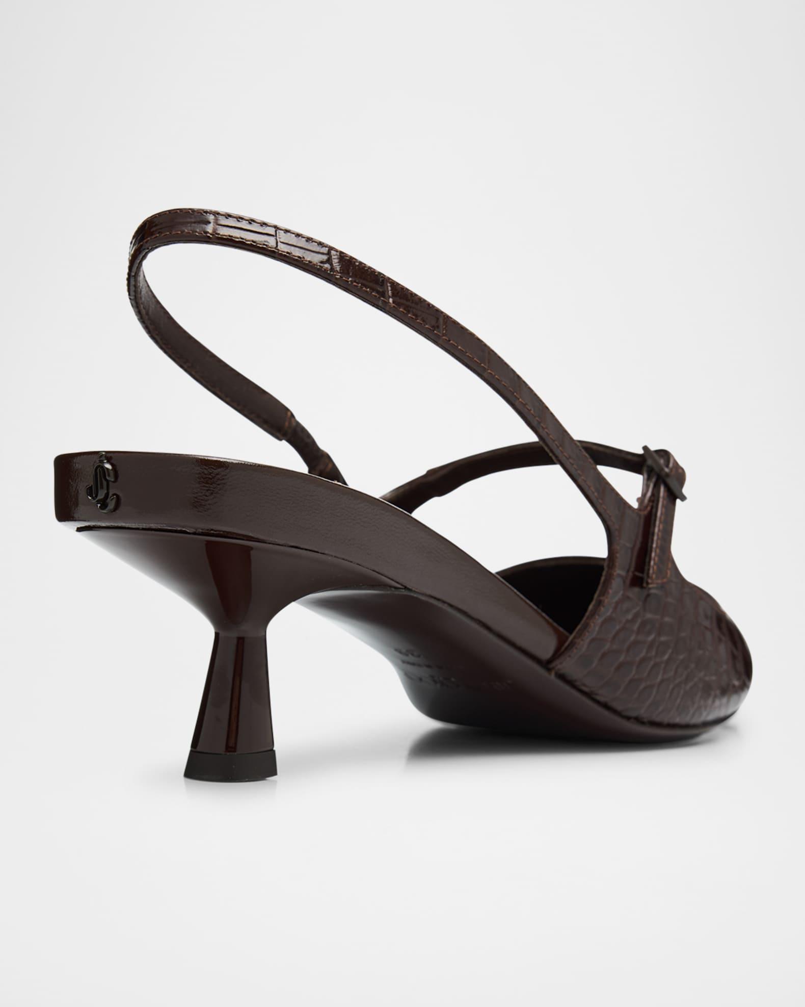 Didi 45 Croc-Embossed Leather Slingback Pumps Product Image