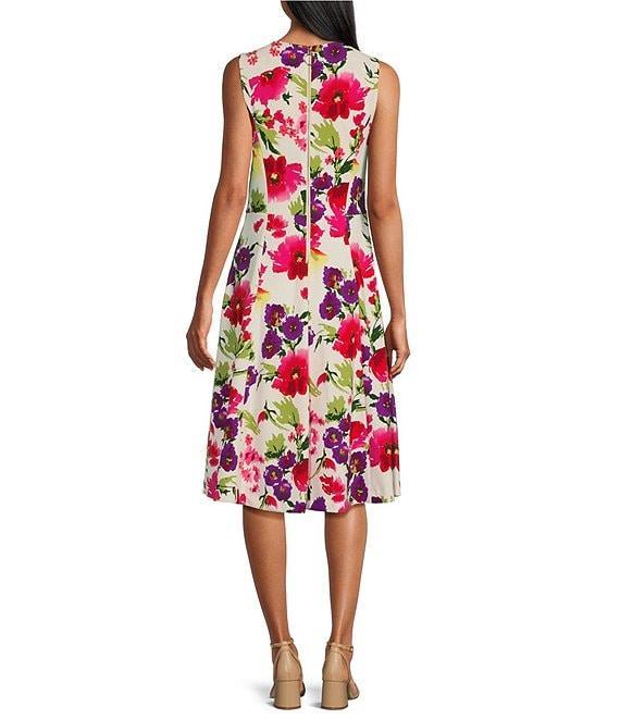 Investments Scuba Crepe Multi Floral Sleeveless Fit and Flare Dress Product Image