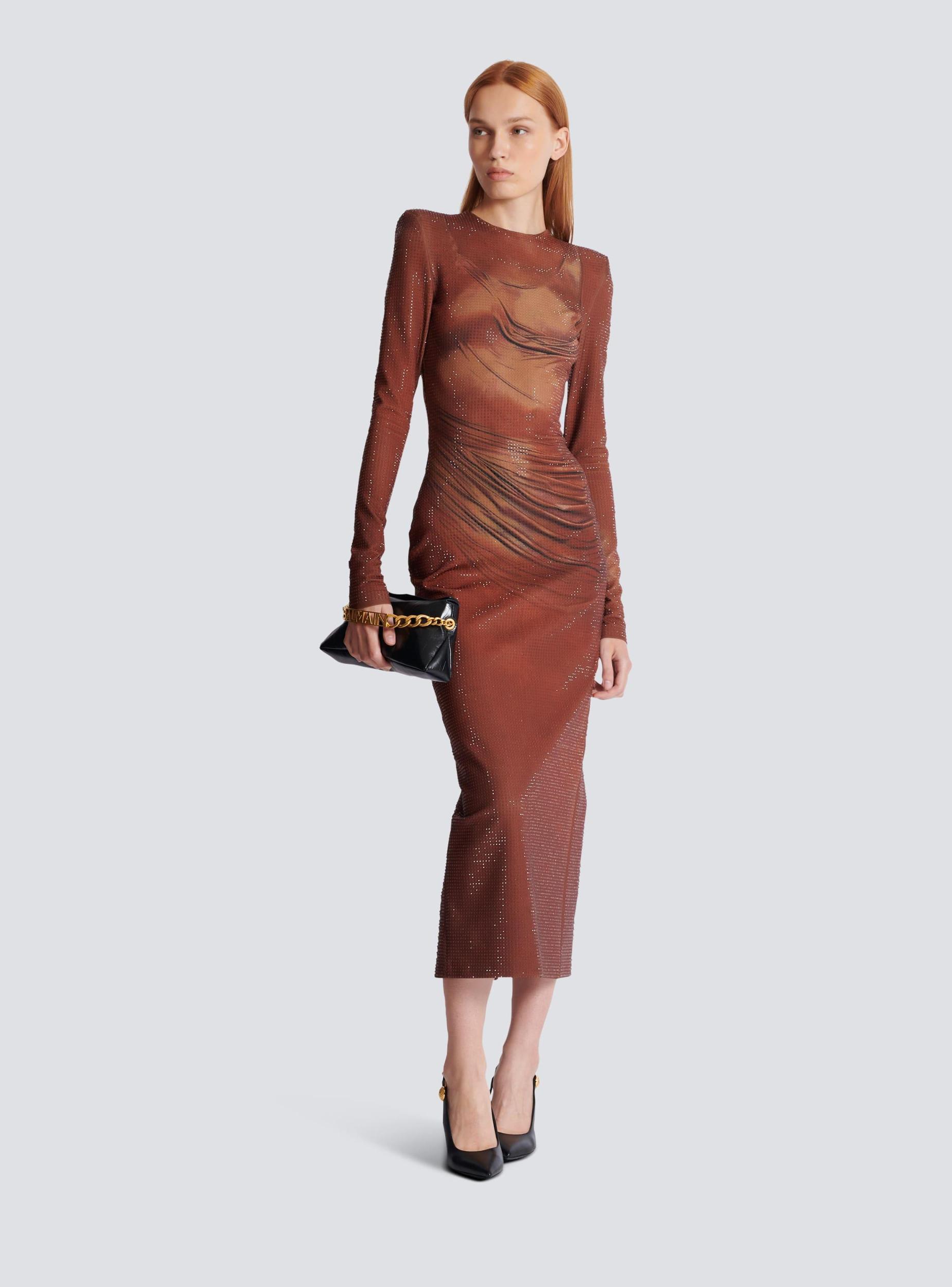 Printed long rhinestone dress Product Image