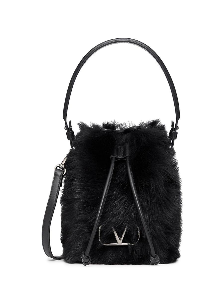 Womens VLogo Signature Mini Sheepskin Bucket Bag Product Image