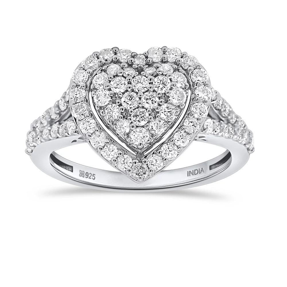 Ethique Sterling Silver 1 Carat T.W. Lab-Grown Diamond Heart Ring, Women's, Size: 8 Product Image