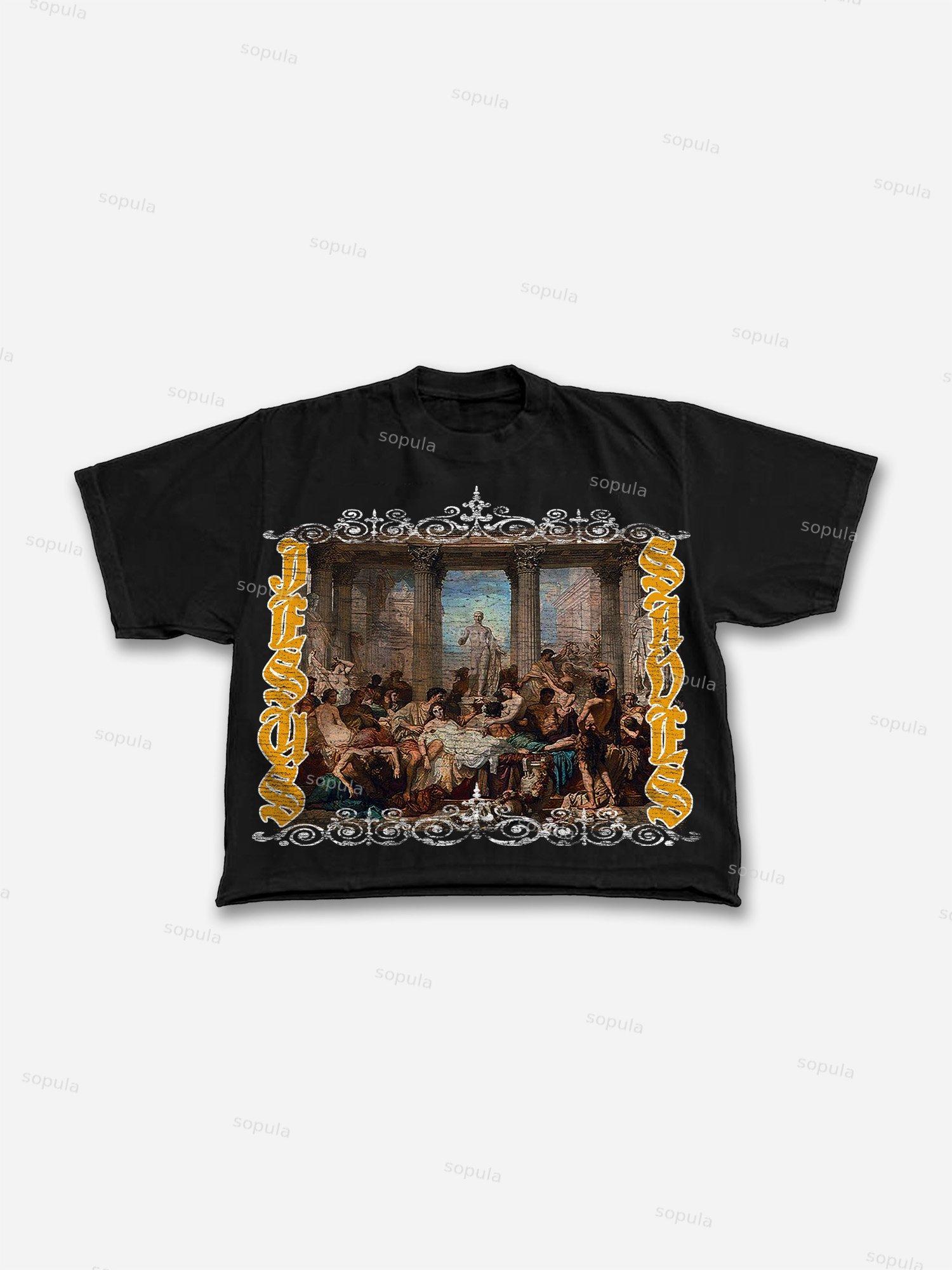 Jesus Saves Art Graphic Print Cropped T-shirt Product Image
