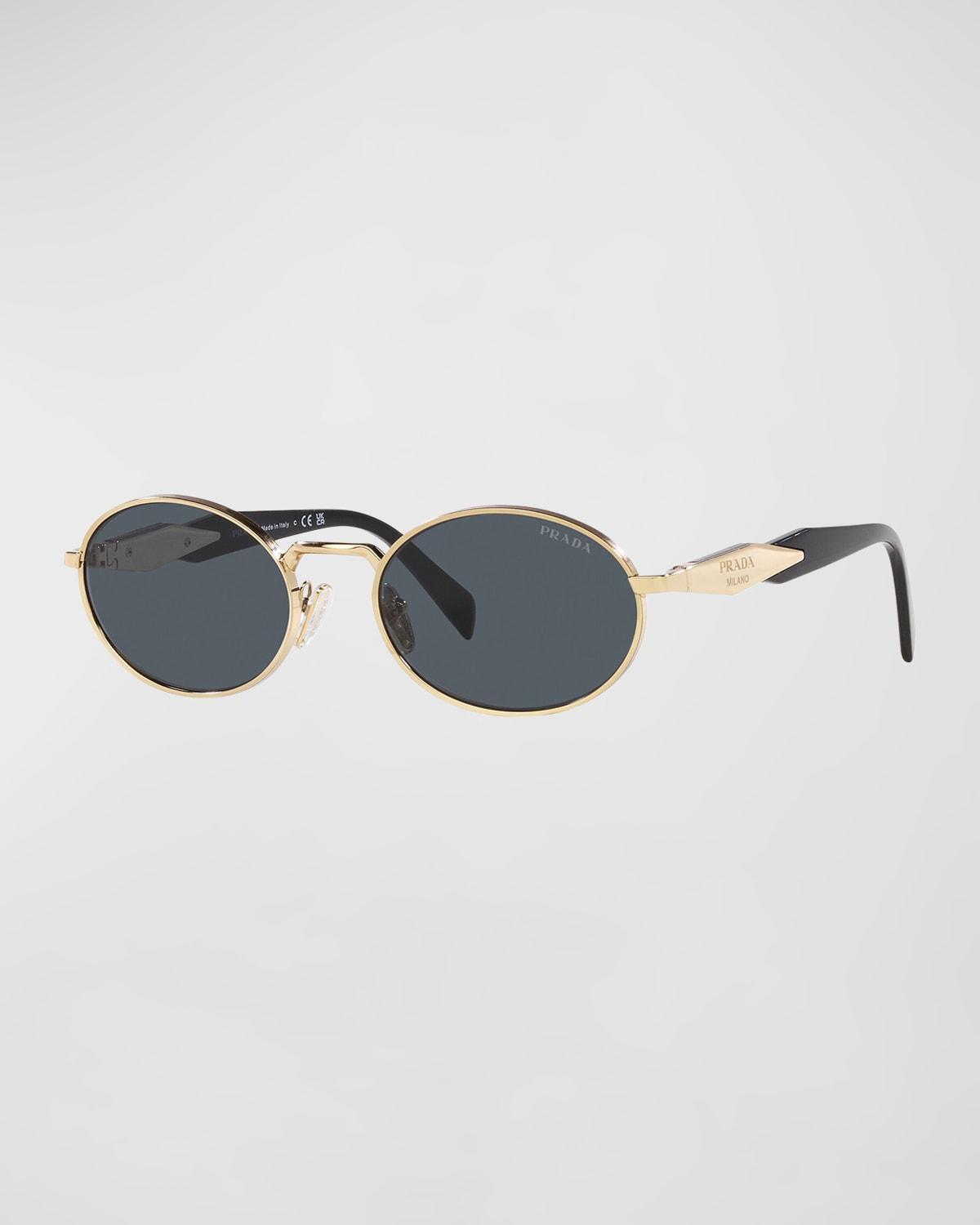 Engraved Logo Metal & Plastic Oval Sunglasses Product Image