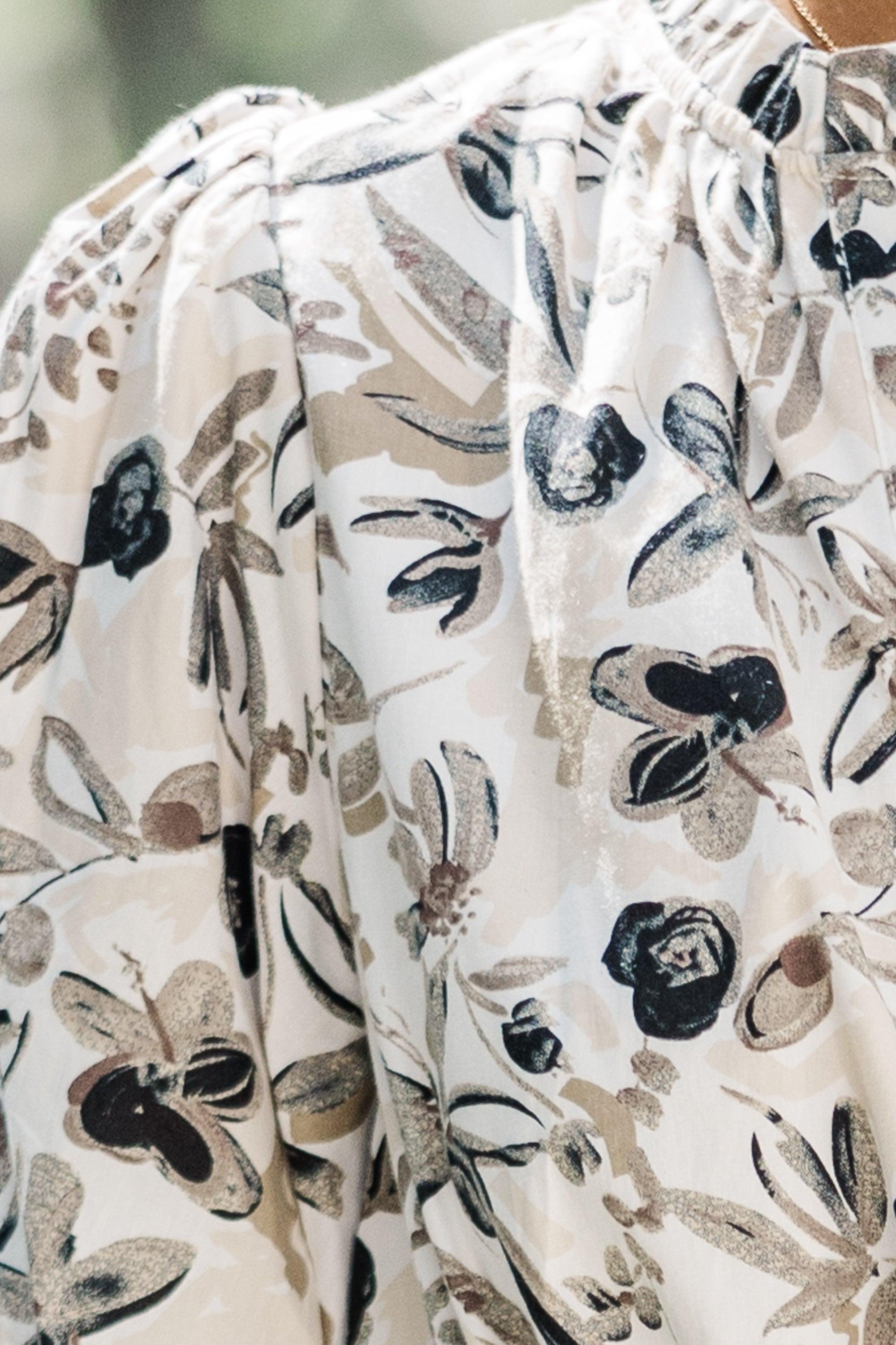 It's A Match Cream Floral Floral Midi Dress Female Product Image