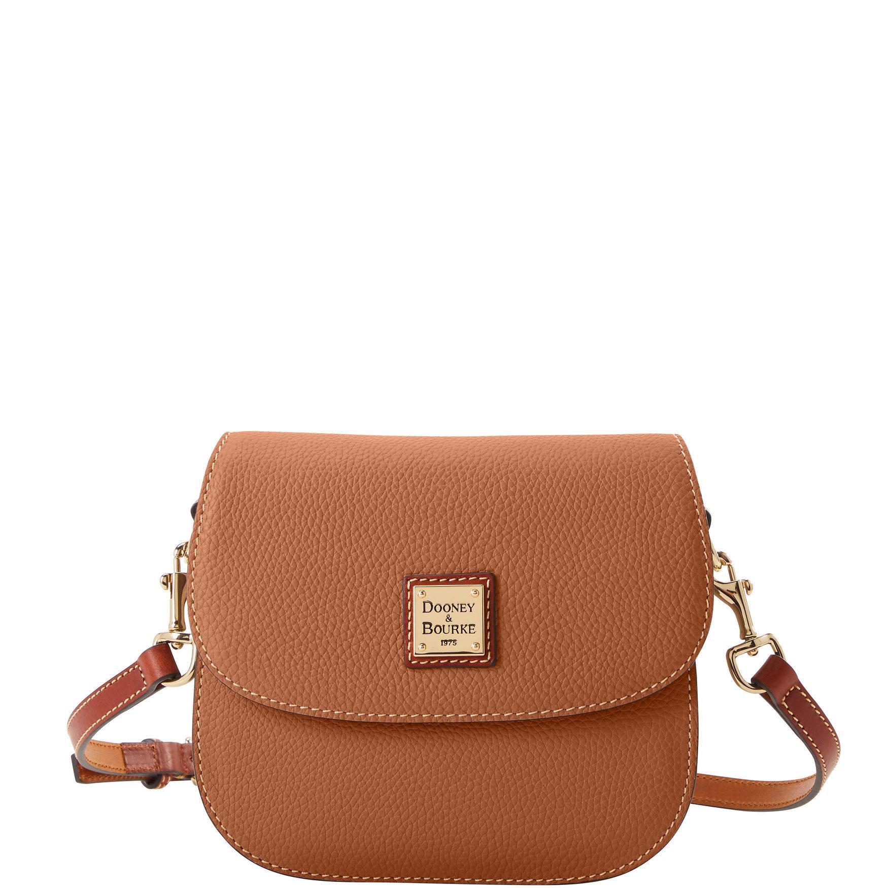 Dooney & Bourke Womens Pebble Grain Saddle Leather Crossbody Bag in Jeans Product Image
