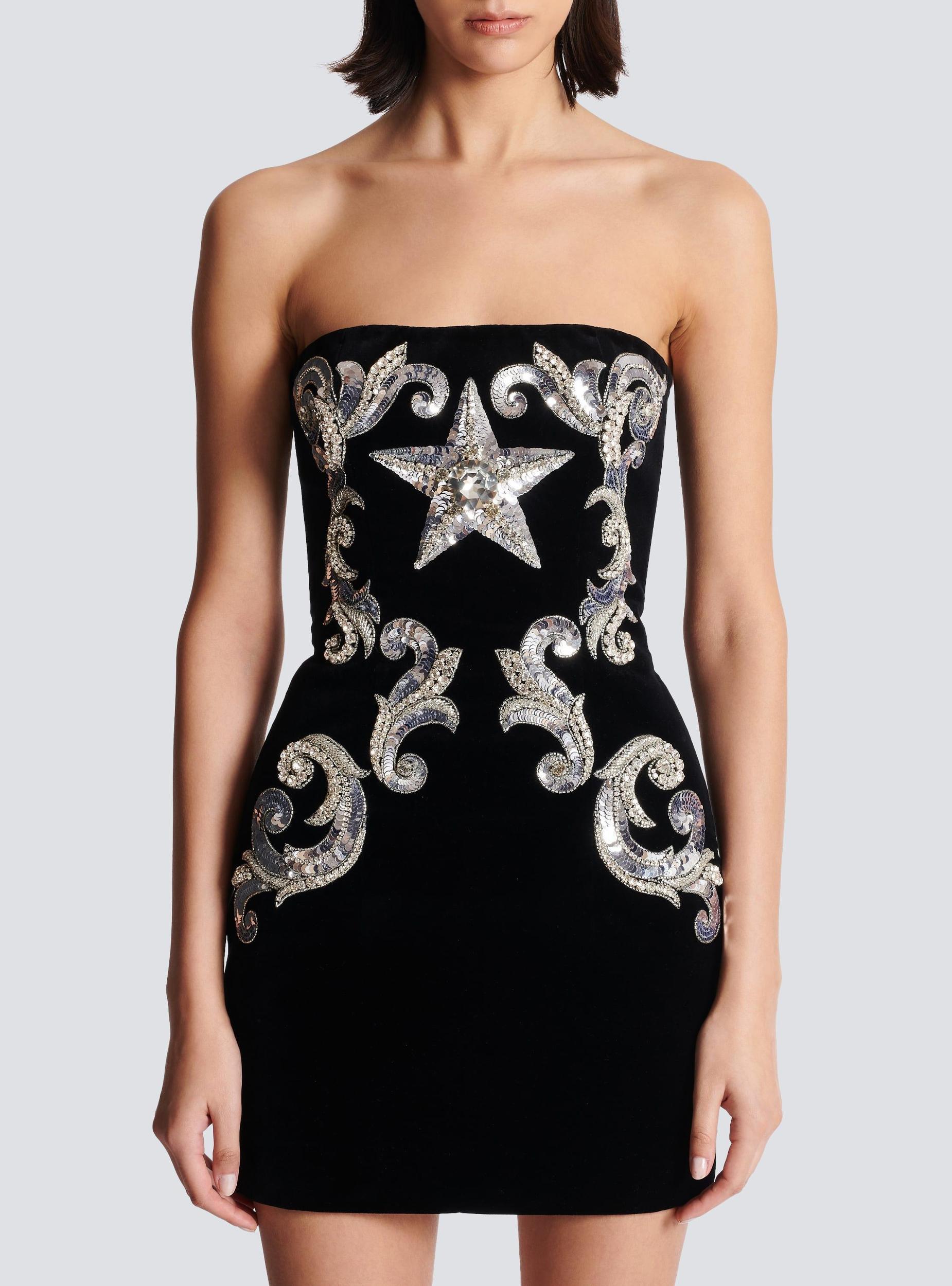 Paisley embroidered strapless dress Product Image