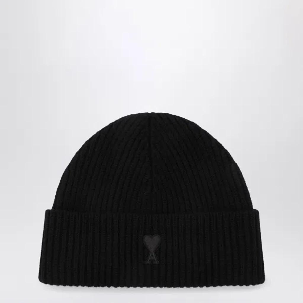 AMI ALEXANDRE MATTIUSSI Ami Paris Ami De Coeur Black Wool Hat Men Product Image