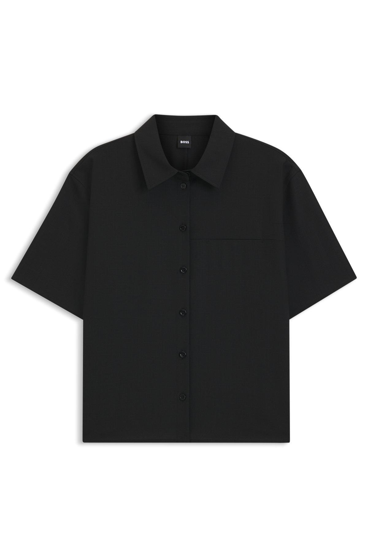Regular-fit short-sleeved blouse in wool Product Image