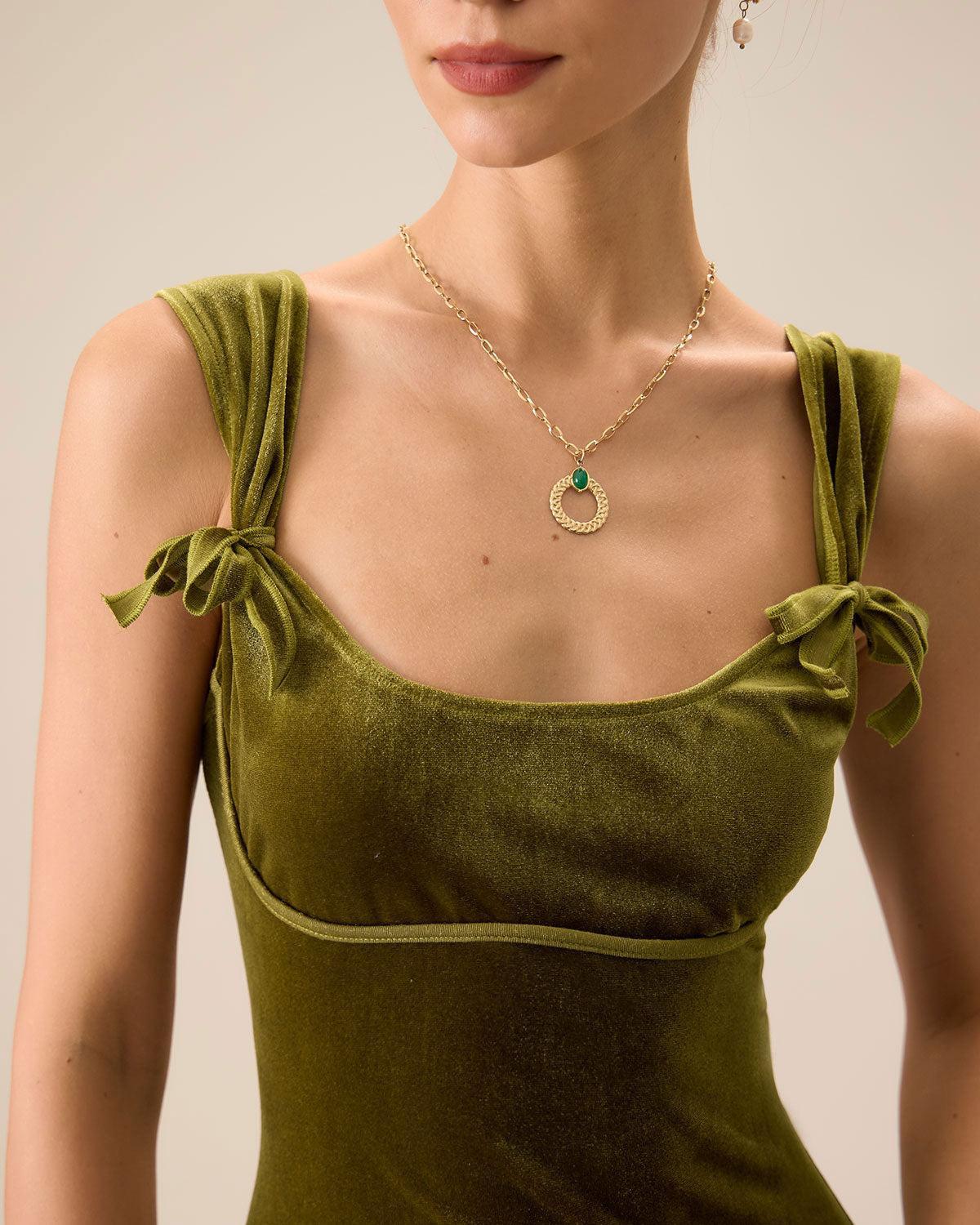 Green Velvet Bodycon Midi Dress Product Image