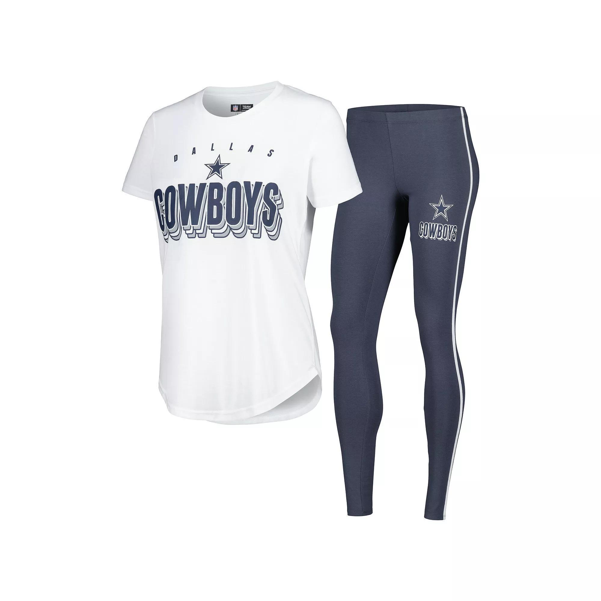 Women's Concepts Sport White/Charcoal Dallas Cowboys Sonata T-Shirt & Leggings Set, Size: Small Product Image