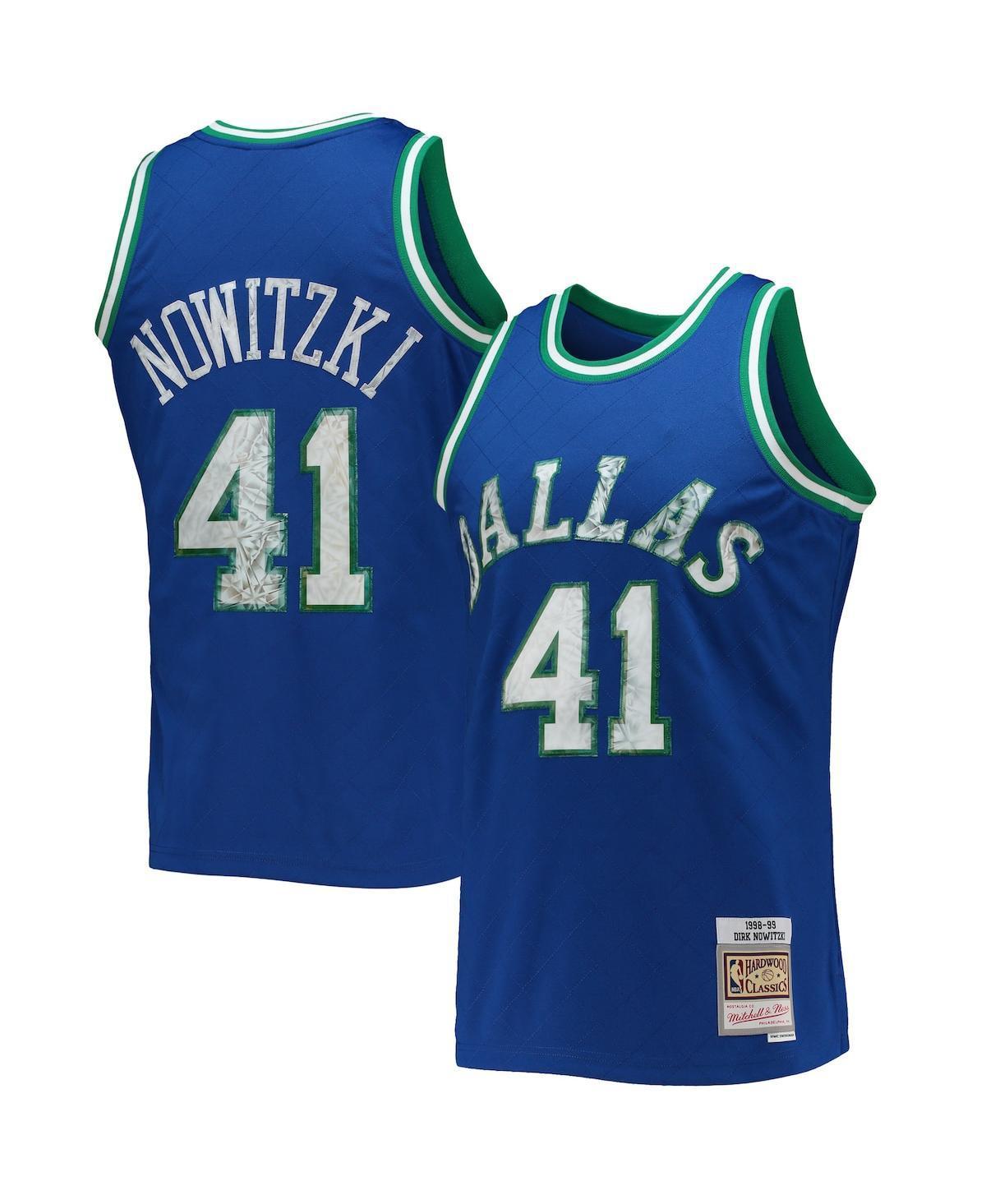 Men's Mitchell & Ness Dirk Nowitzki Blue Dallas Mavericks 1998-99 Hardwood Classics 75th Anniversary Diamond Swingman Jersey, Size: Small Product Image