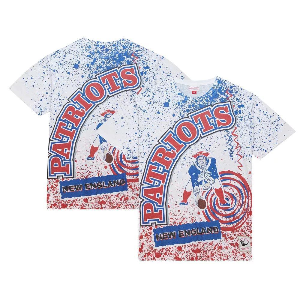 Men's Mitchell & Ness White New England Patriots Team Burst Sublimated T-Shirt, Size: XL Product Image