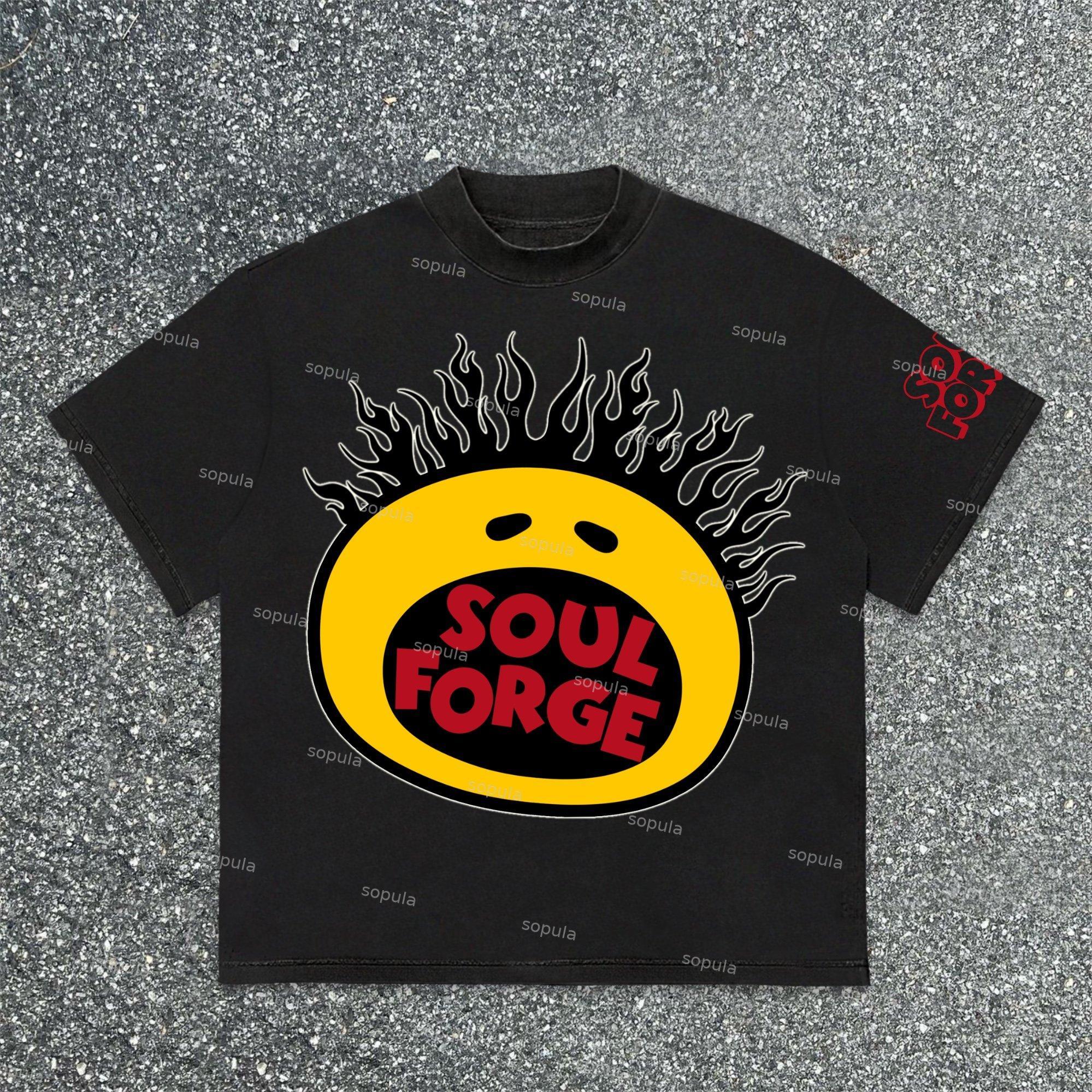 Sopula Cartoon Avatar Soulforge Printed Graphics Cotton T-Shirt Product Image