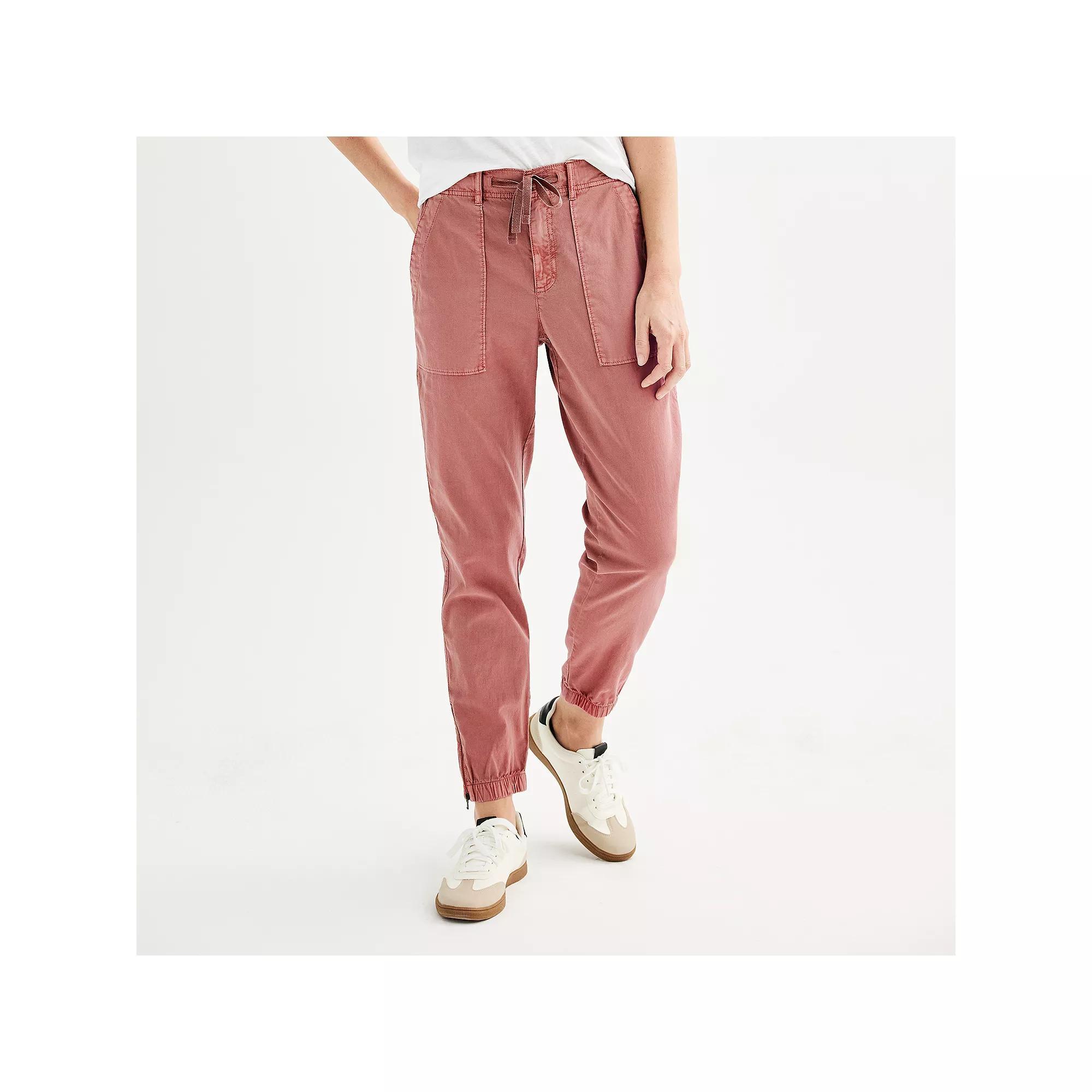 Women's Sonoma Goods For Life® Zip Hem Core Utility Jogger Pants, Size: Large, Desert Pink Product Image