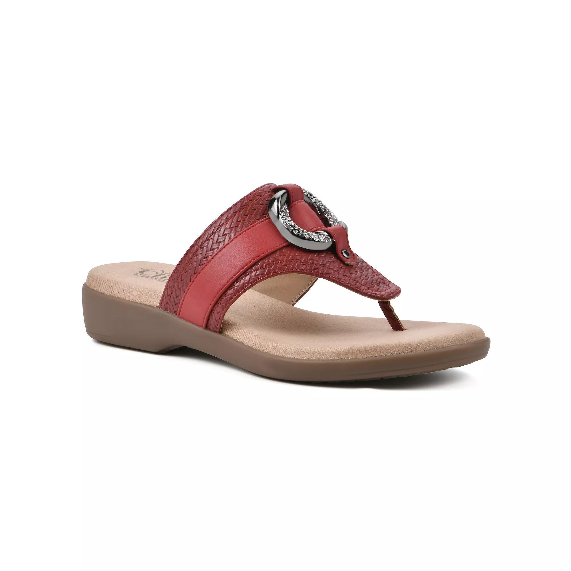 Cliffs by White Mountain Benedict Women's Thong Sandals, Size: 8, Blue Woven Product Image