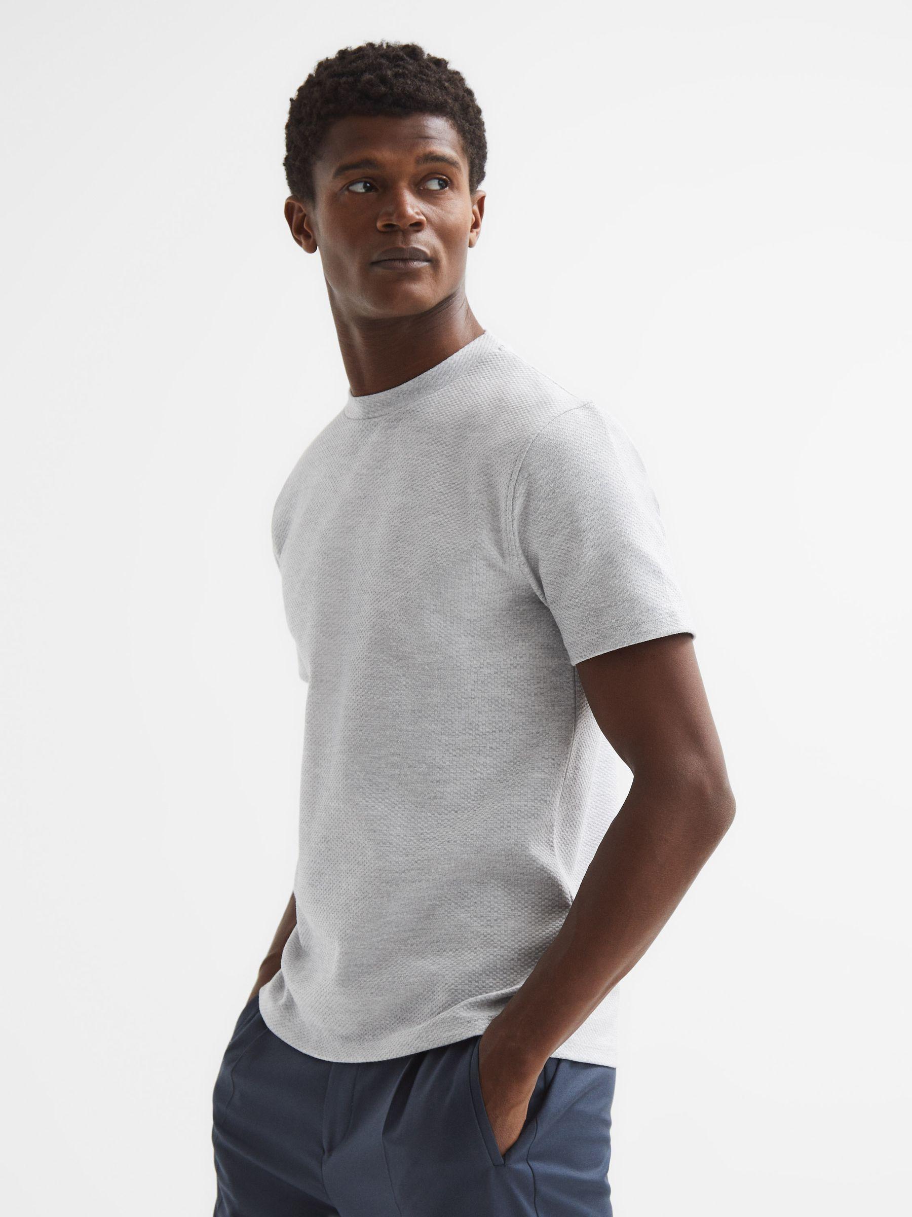 Slim Fit Honeycomb T-Shirt in Grey Melange Product Image