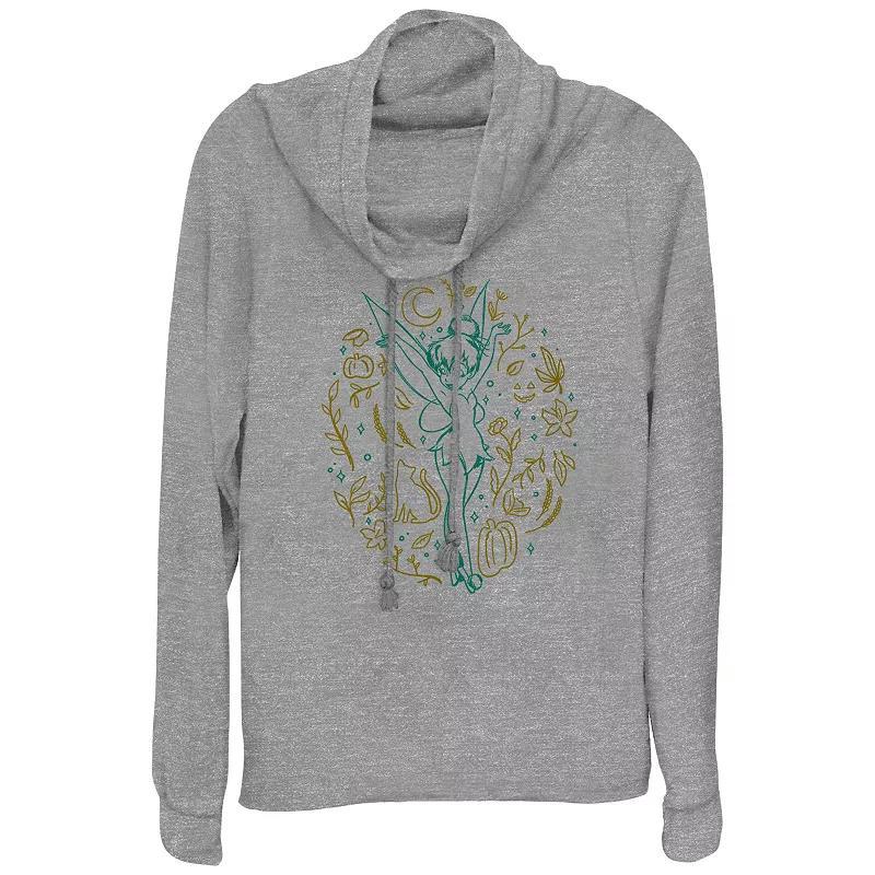 Disney's Tinker Bell Fall Icons Women's Cowlneck Graphic Lightweight Long Sleeve, Size: Small, Gray Grey Product Image