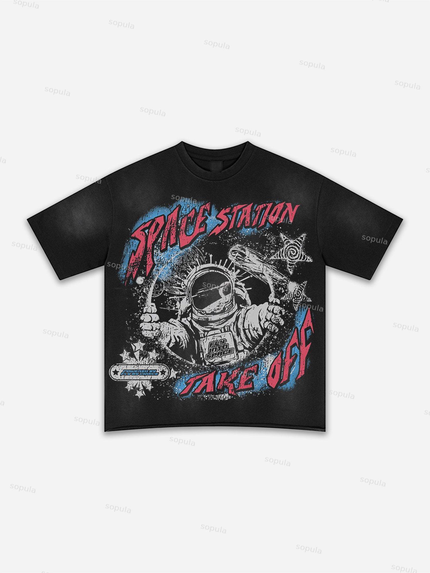 Lips Graphic Print Washed T-shirt Product Image