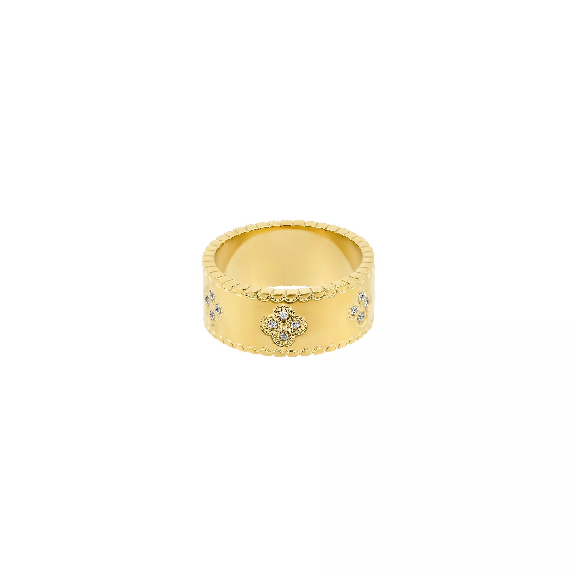Adornia Tarnish Resistant Cubic Zirconia Clover Band Ring, Women's, Size: 7, Gold Tone Product Image