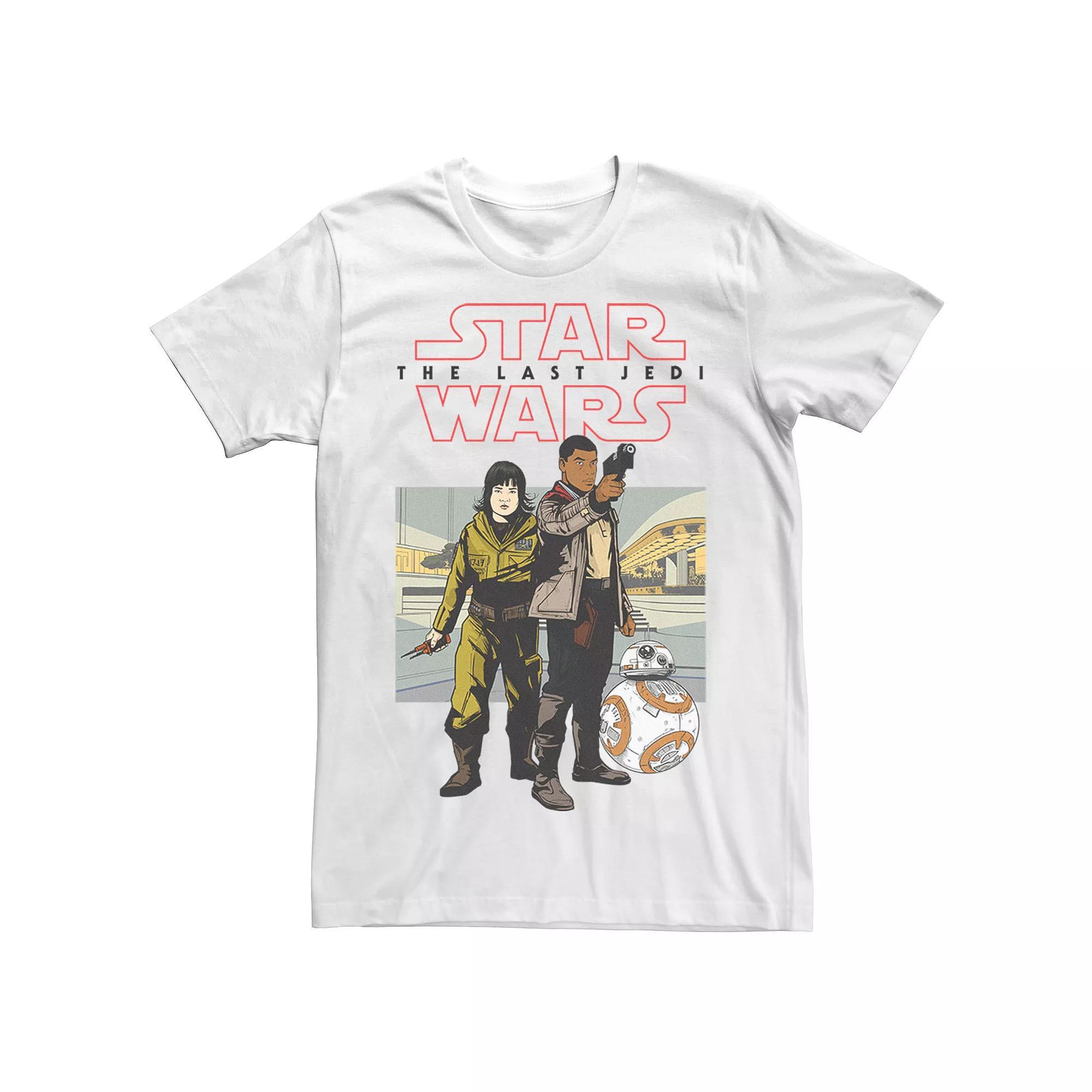 Men's Star Wars Last Jedi Poe, Rose, Finn & BB-8 Ready Tee, Size: 3XL, White Product Image