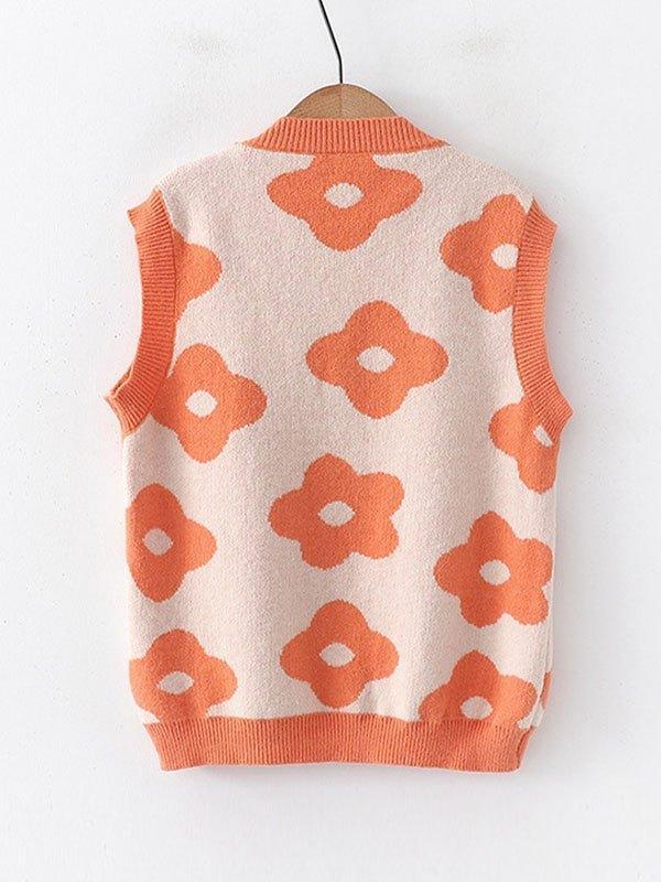Floral Print Jacquard Sweater Vest Product Image