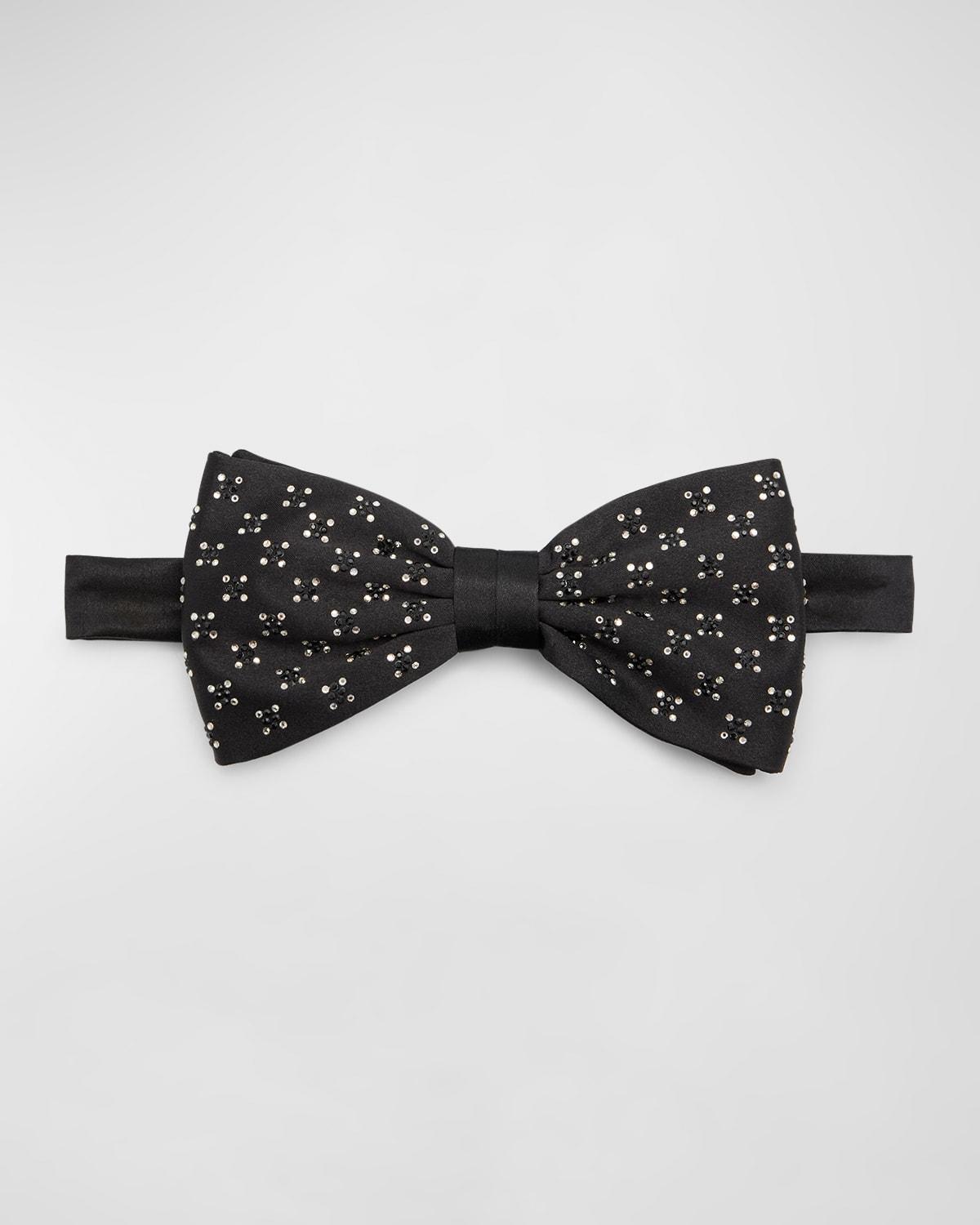Mens Crystal-Embellished Silk Bow Tie Product Image