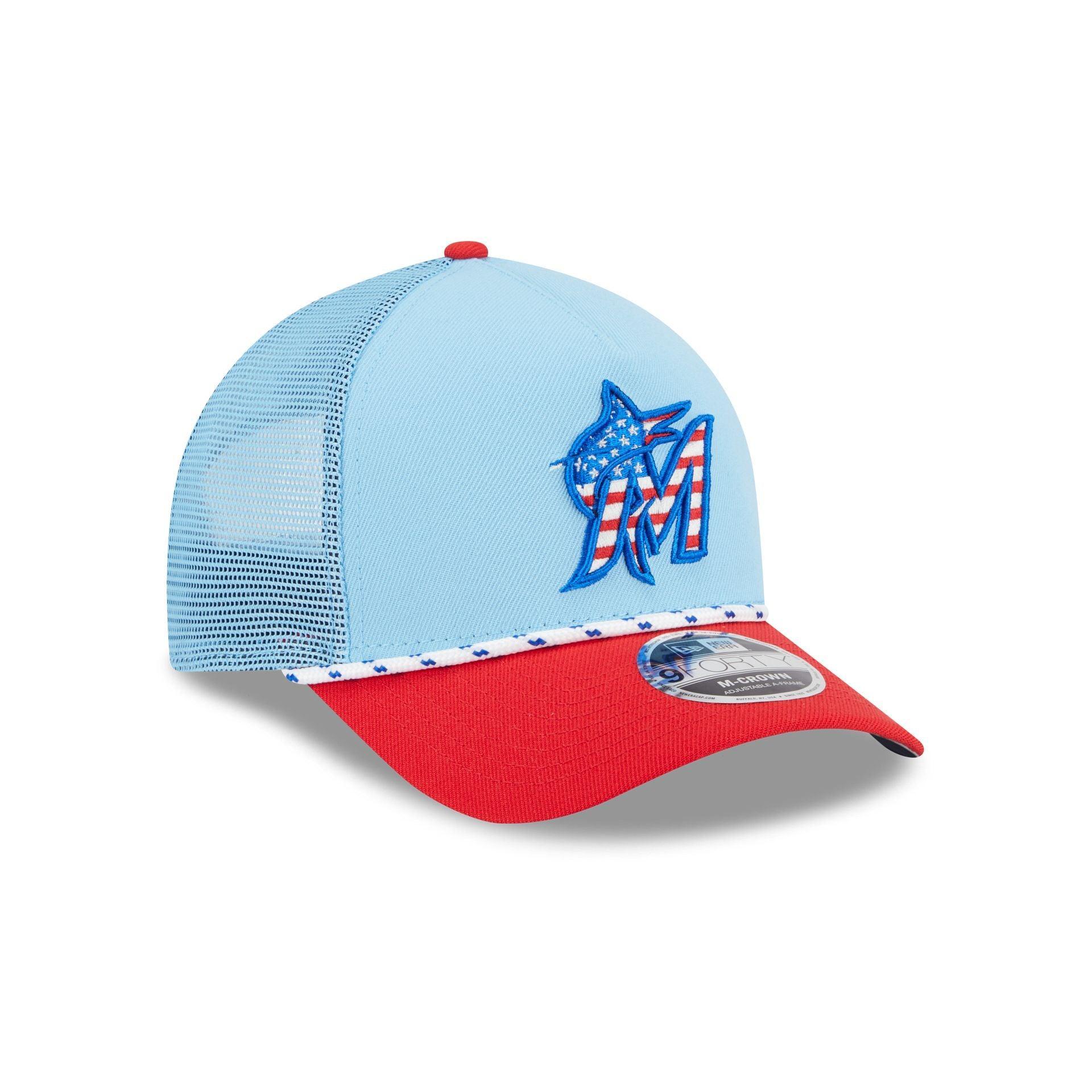 Toronto Blue Jays Independence Day 2025 9FORTY M-Crown A-Frame Trucker Hat Male Product Image