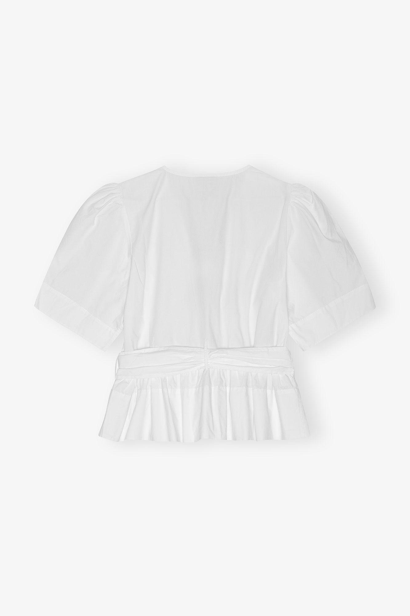 White Washed Stretch Cotton Tie Strap Blouse Product Image