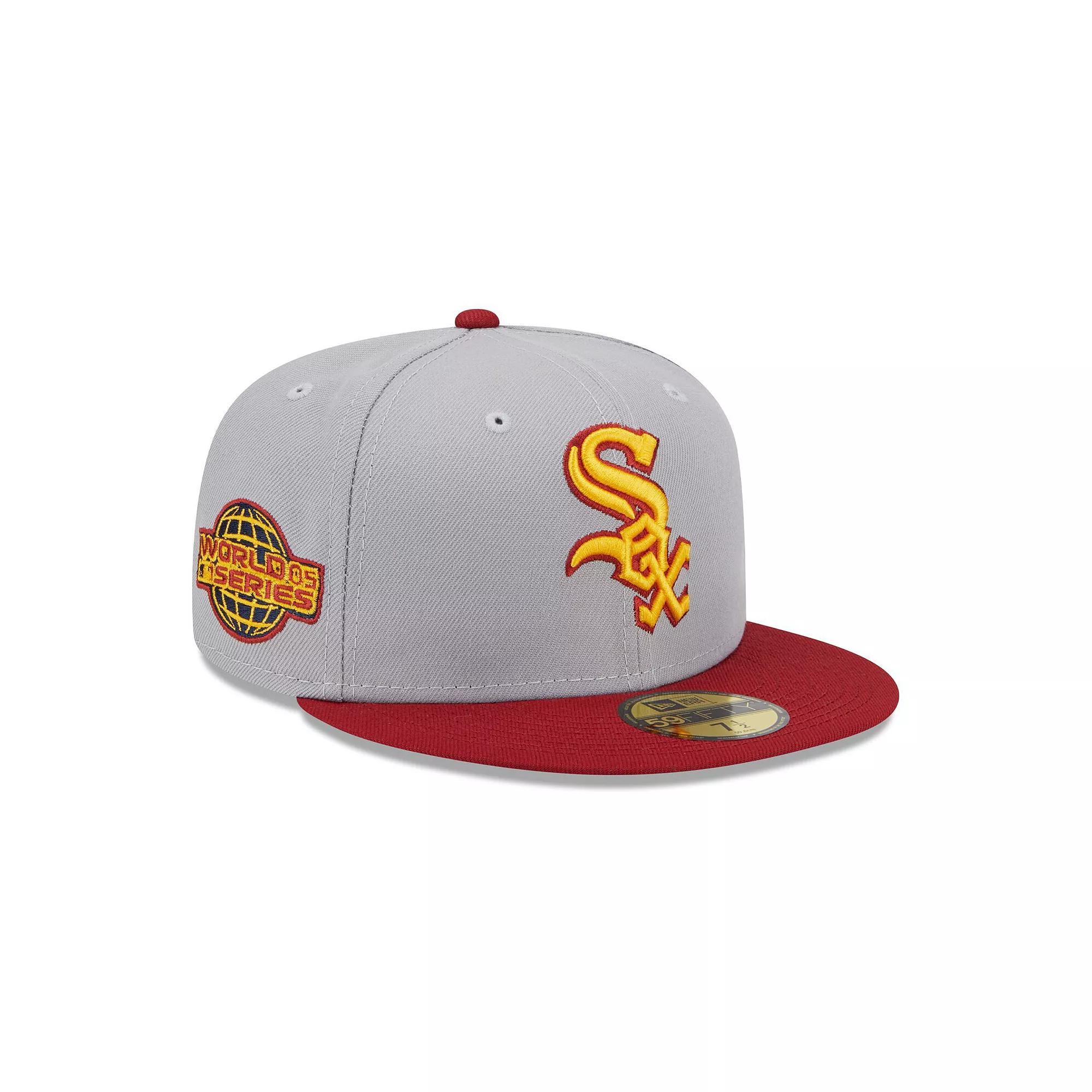 Men's New Era Gray/Red Chicago White Sox  Navy Undervisor 59FIFTY Fitted Hat, Size: 7 1/2, Grey Product Image