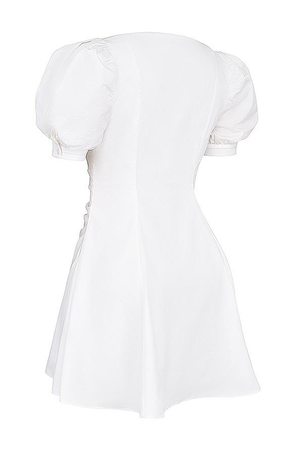 Hameda White Puff Sleeve Mini Dress Product Image