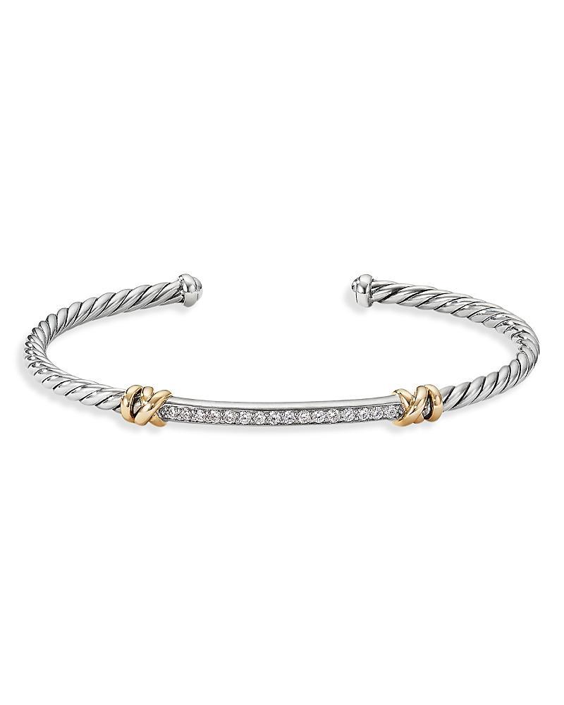 David Yurman Sterling Silver Petite Helena Two Station Wrap Bracelet in 18K Yellow Gold with Diamonds Product Image