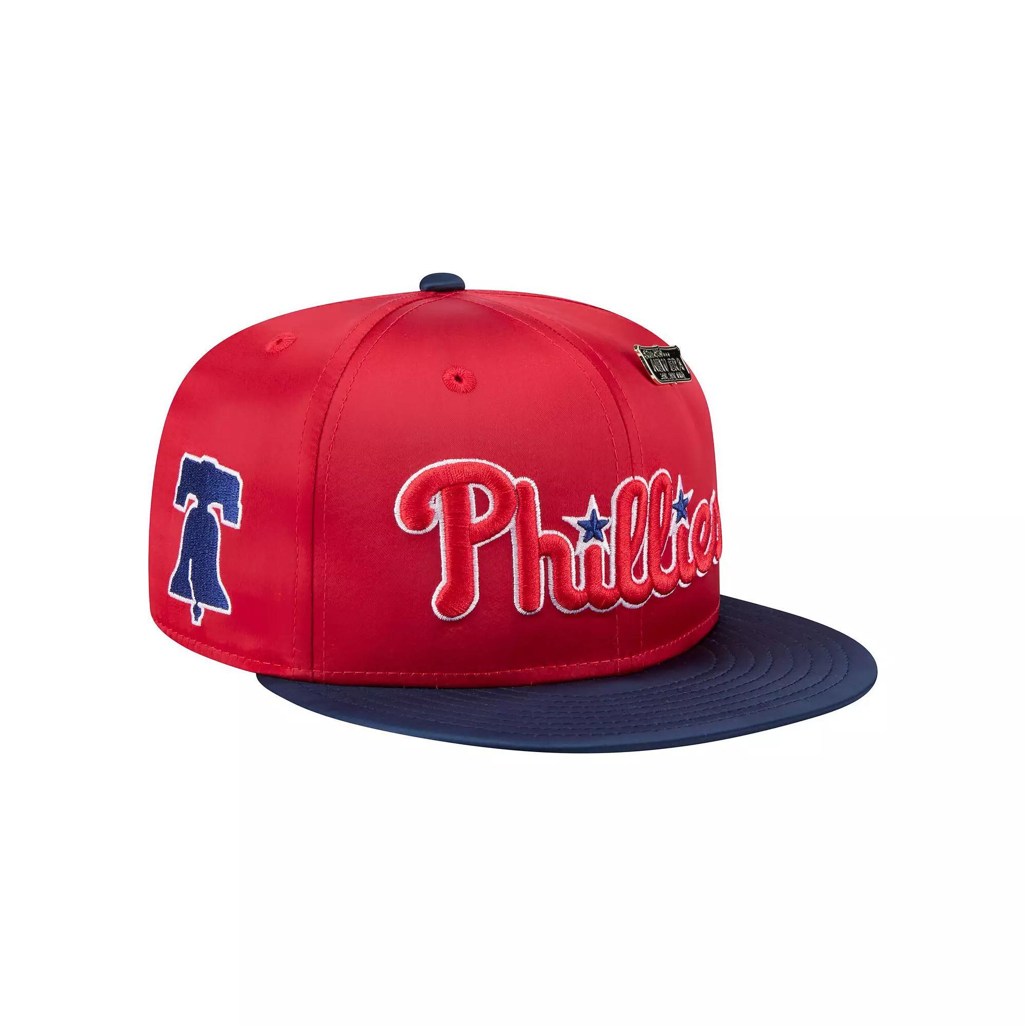 Men's New Era Red/Navy Philadelphia Phillies Satin 59FIFTY Fitted Hat, Size: 7 3/8 Product Image