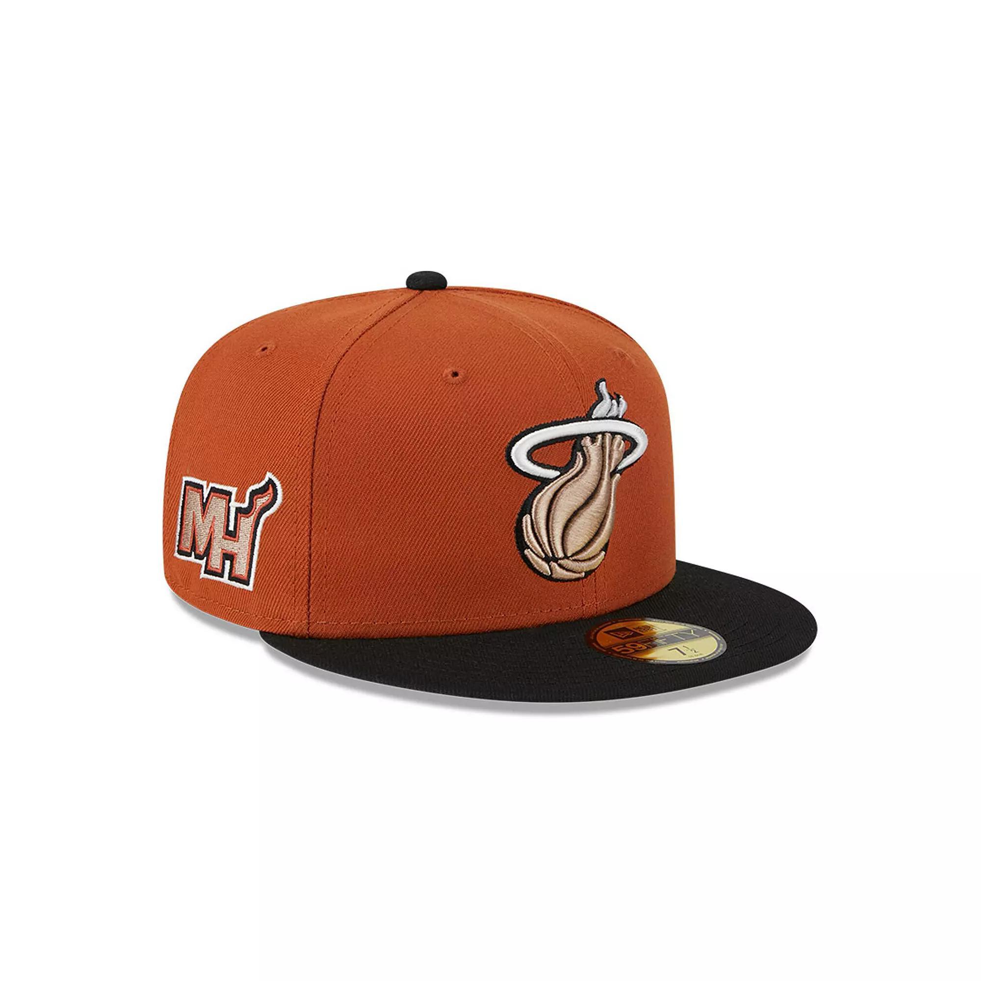 Men's New Era Rust/Black Miami Heat Two-Tone 59FIFTY Fitted Hat, Size: 7 7/8, Team Product Image