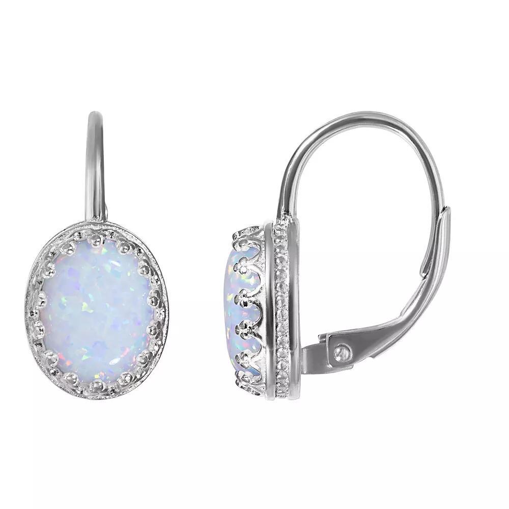Designs by Gioelli Sterling Silver Gemstone Leverback Earrings, Women's, Cr White Blue Product Image