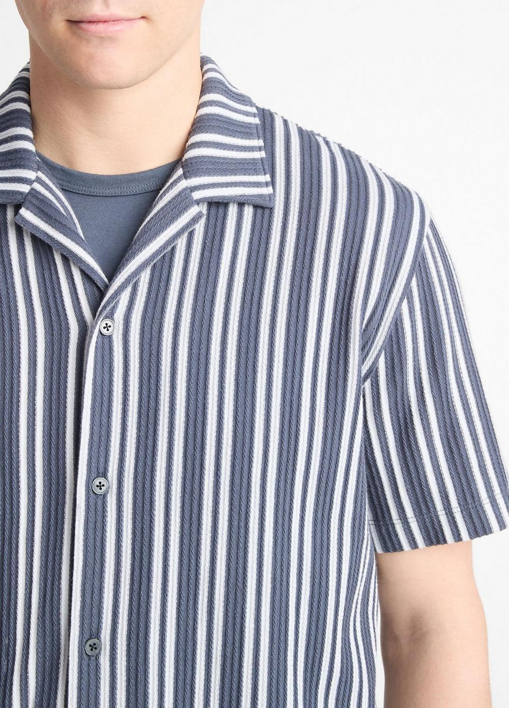 Mens Jacquard-Stripe Cotton-Blend Button-Front Shirt, Venice Blue/blue Cloud, Size S Vince Product Image