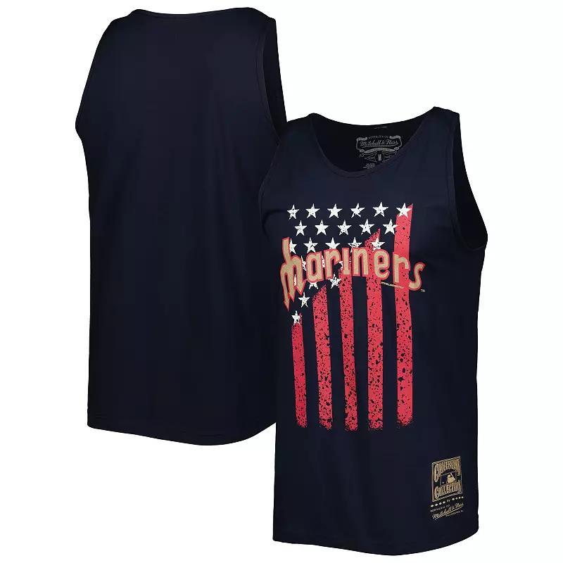 Mens Mitchell & Ness Seattle Mariners Cooperstown Collection Stars and Stripes Tank Top Blue Product Image
