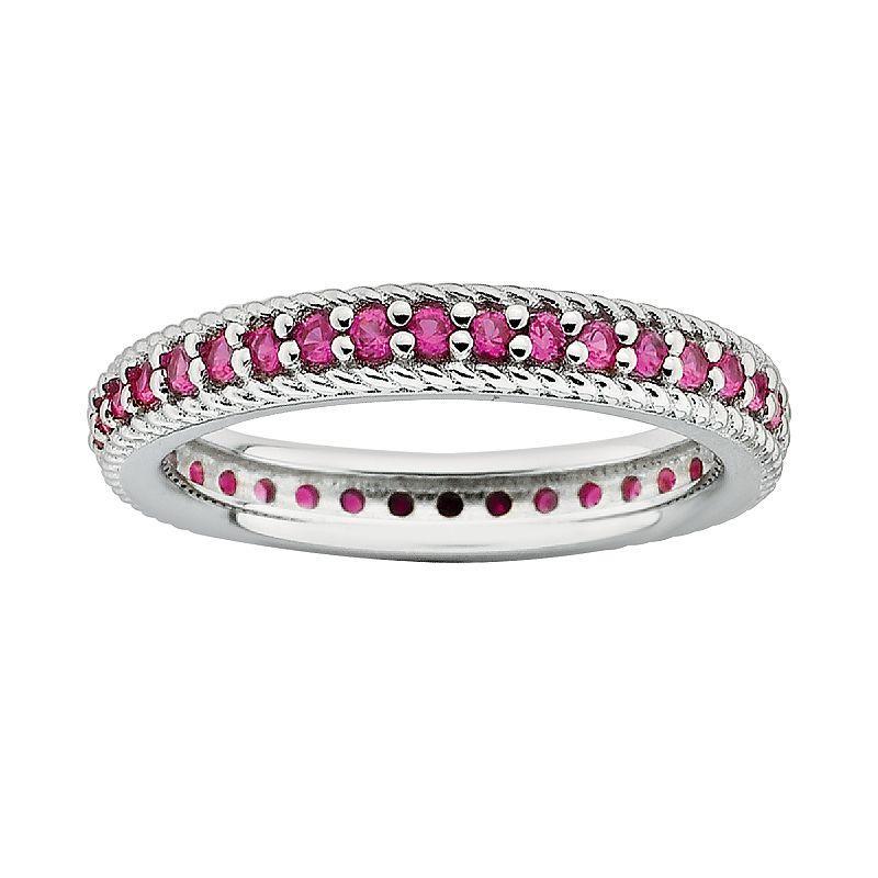 Stacks & Stones Sterling Silver Lab-Created Ruby Eternity Stack Ring, Women's, Size: 6, Red Product Image