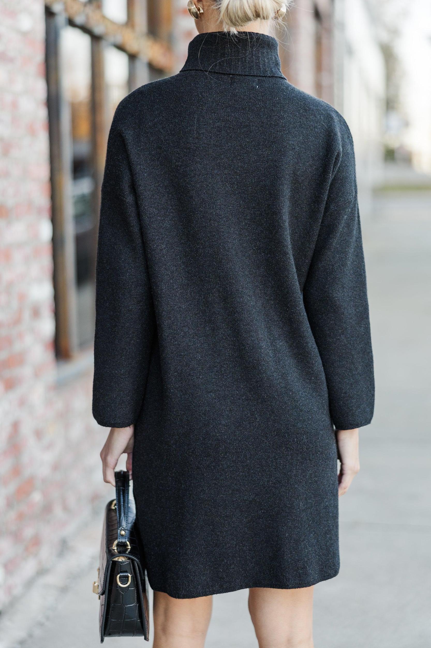 Feeling Fine Black Turtleneck Sweater Dress Female Product Image