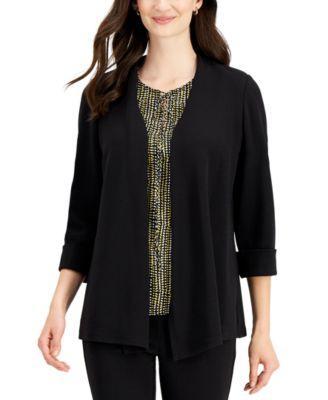 Kasper Open-Front Cardigan Jacket Product Image