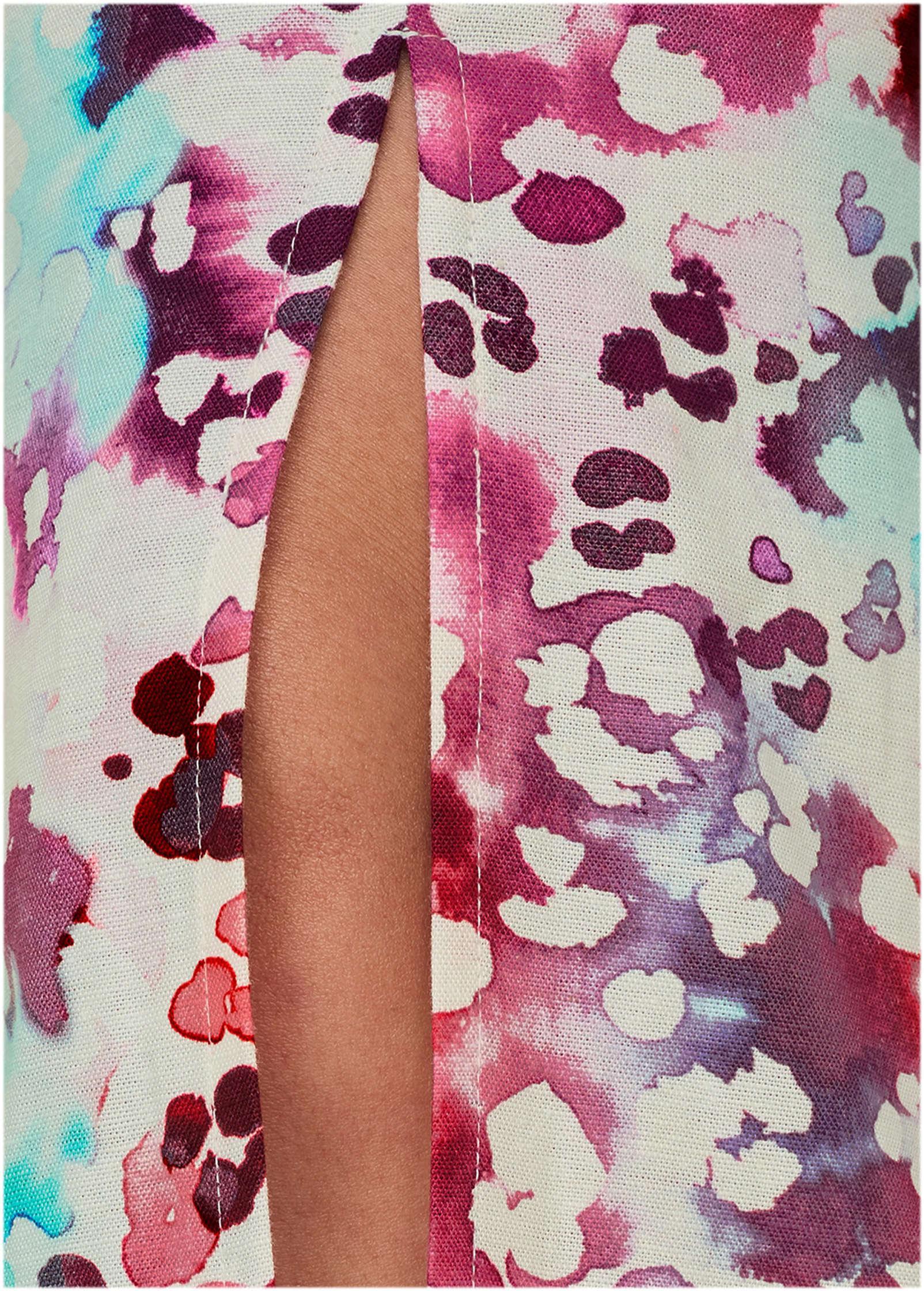 Linen Front Slit Jumpsuit - Gouache Leopard Multi Product Image