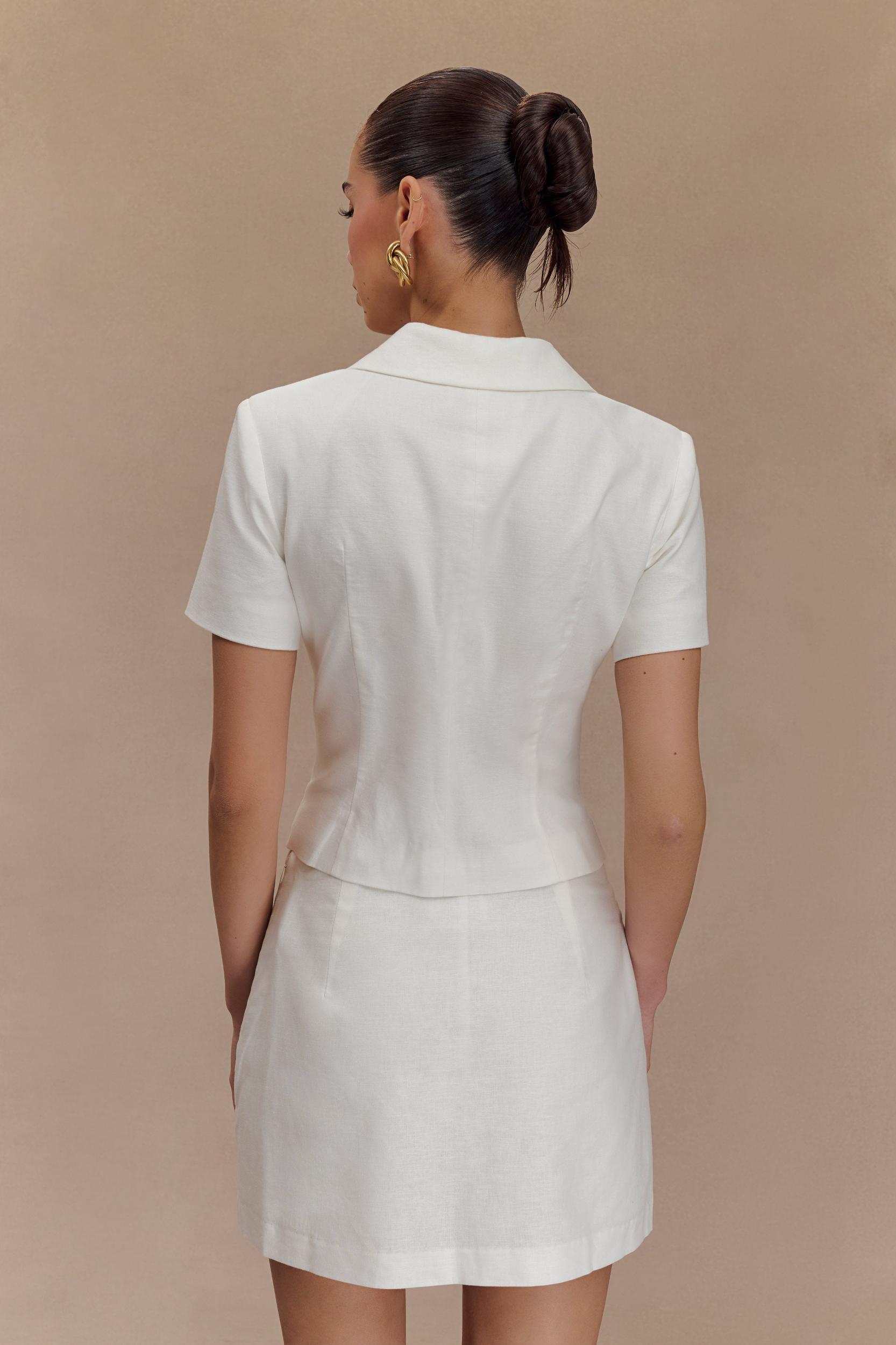 Ciara Linen Mini Skort - White Product Image
